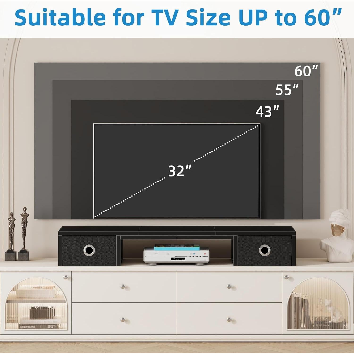 Riser Elevador de TV Negro YAOHUOO 32-60" con Cajones