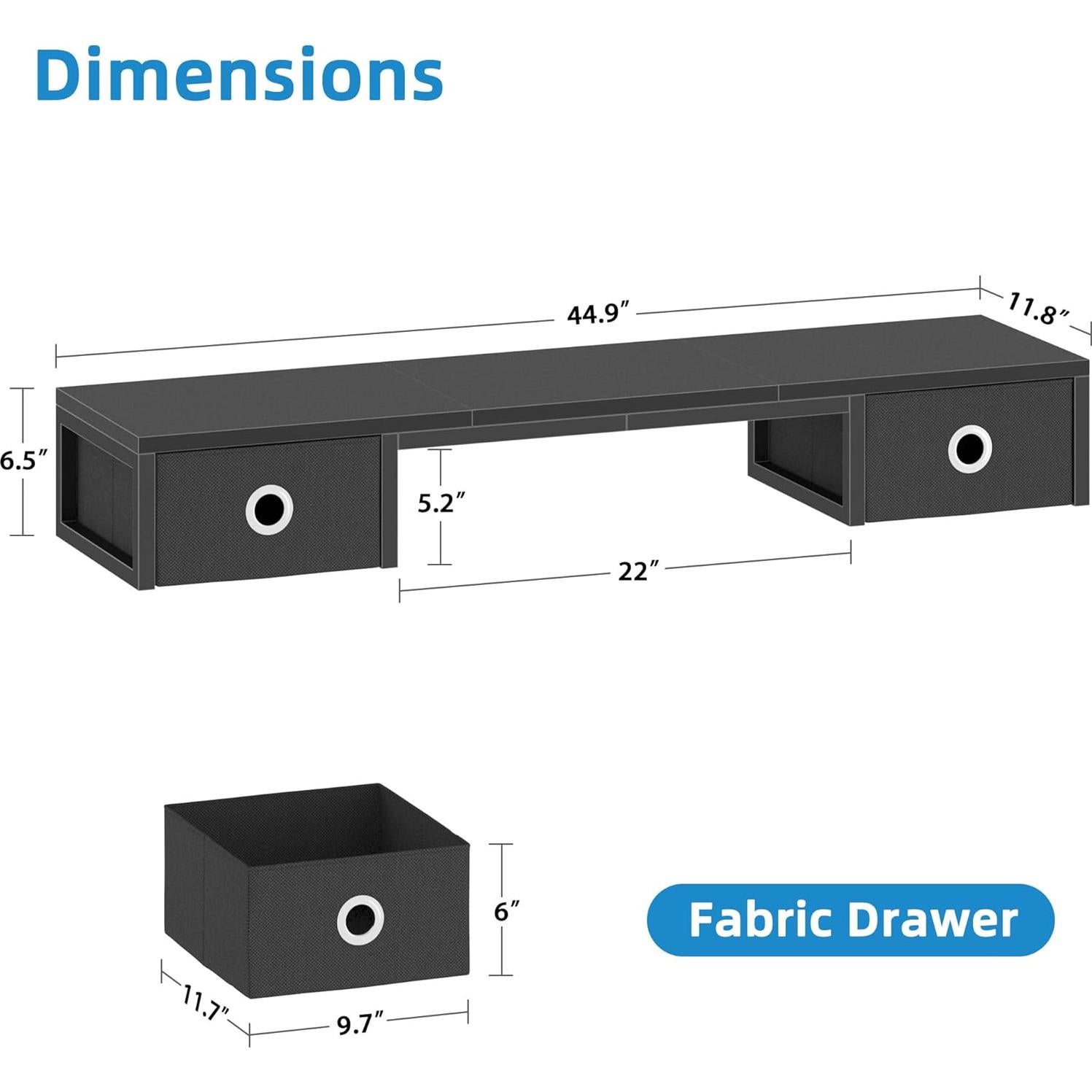 Riser Elevador de TV Negro YAOHUOO 32-60" con Cajones