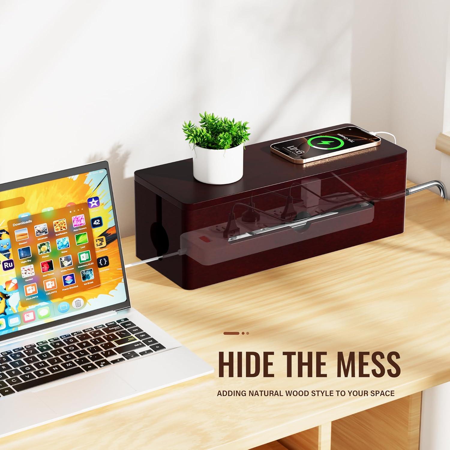 Caja Organizadora de Cables Grande Cinati 40.1 cm Madera