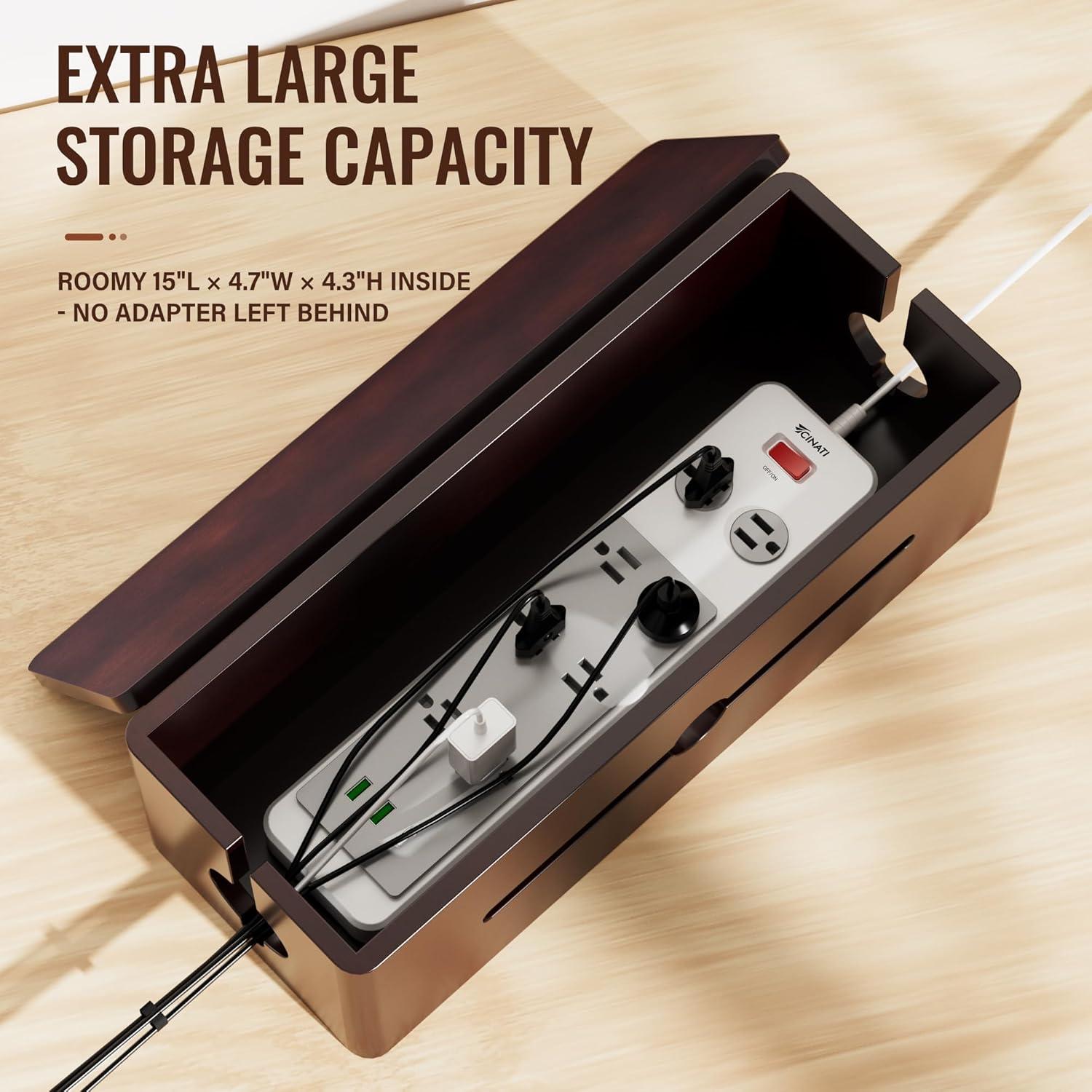 Caja Organizadora de Cables Grande Cinati 40.1 cm Madera