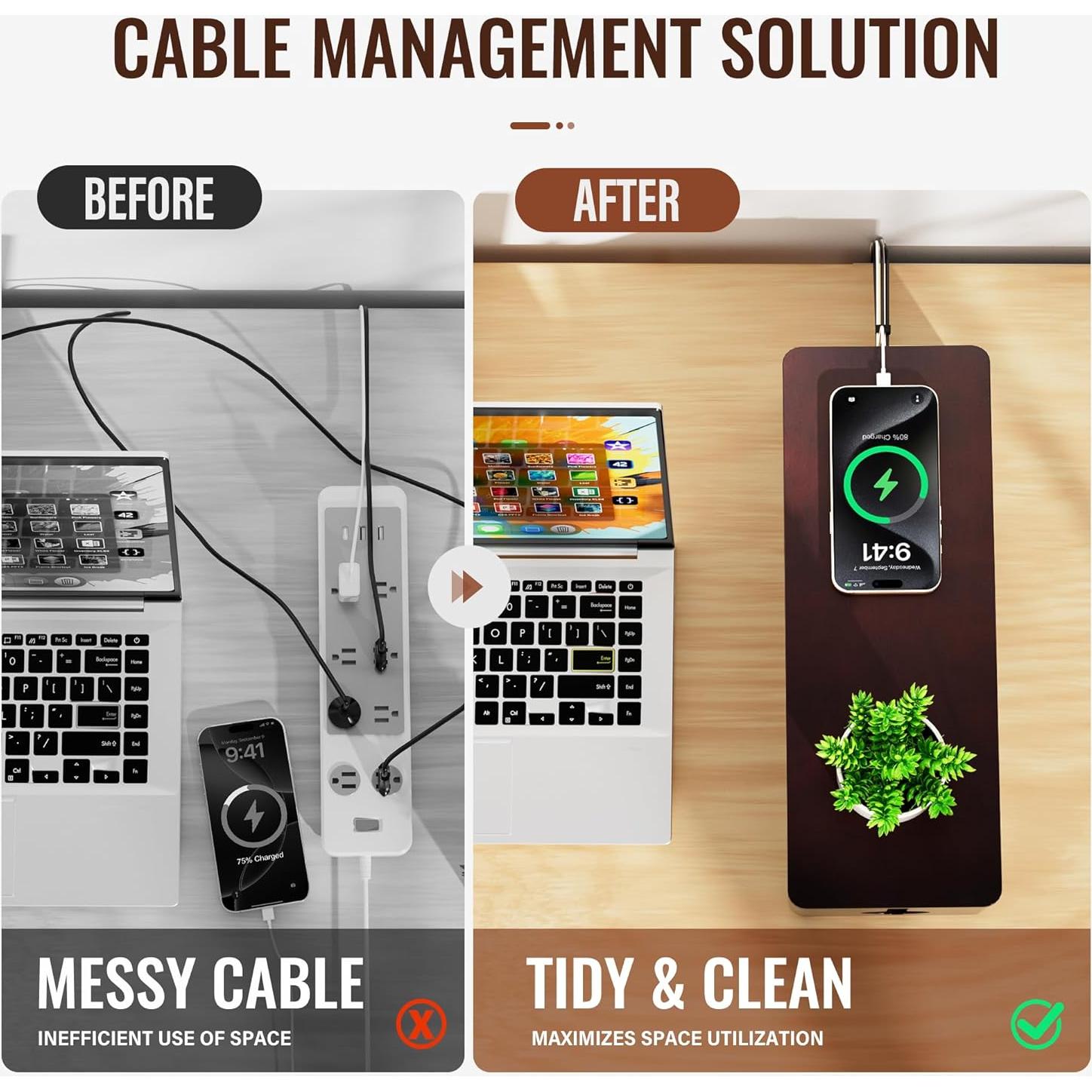 Caja Organizadora de Cables Grande Cinati 40.1 cm Madera