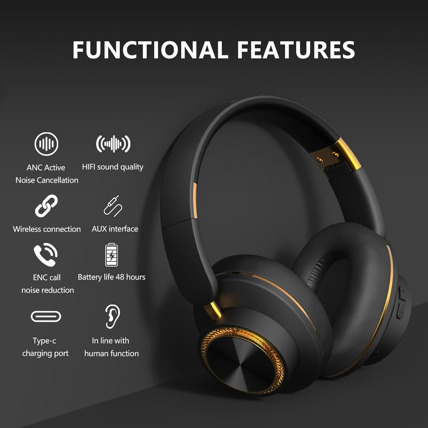 Auriculares Inalámbricos H8 Shenzhen con ANC y 120 Horas de Batería