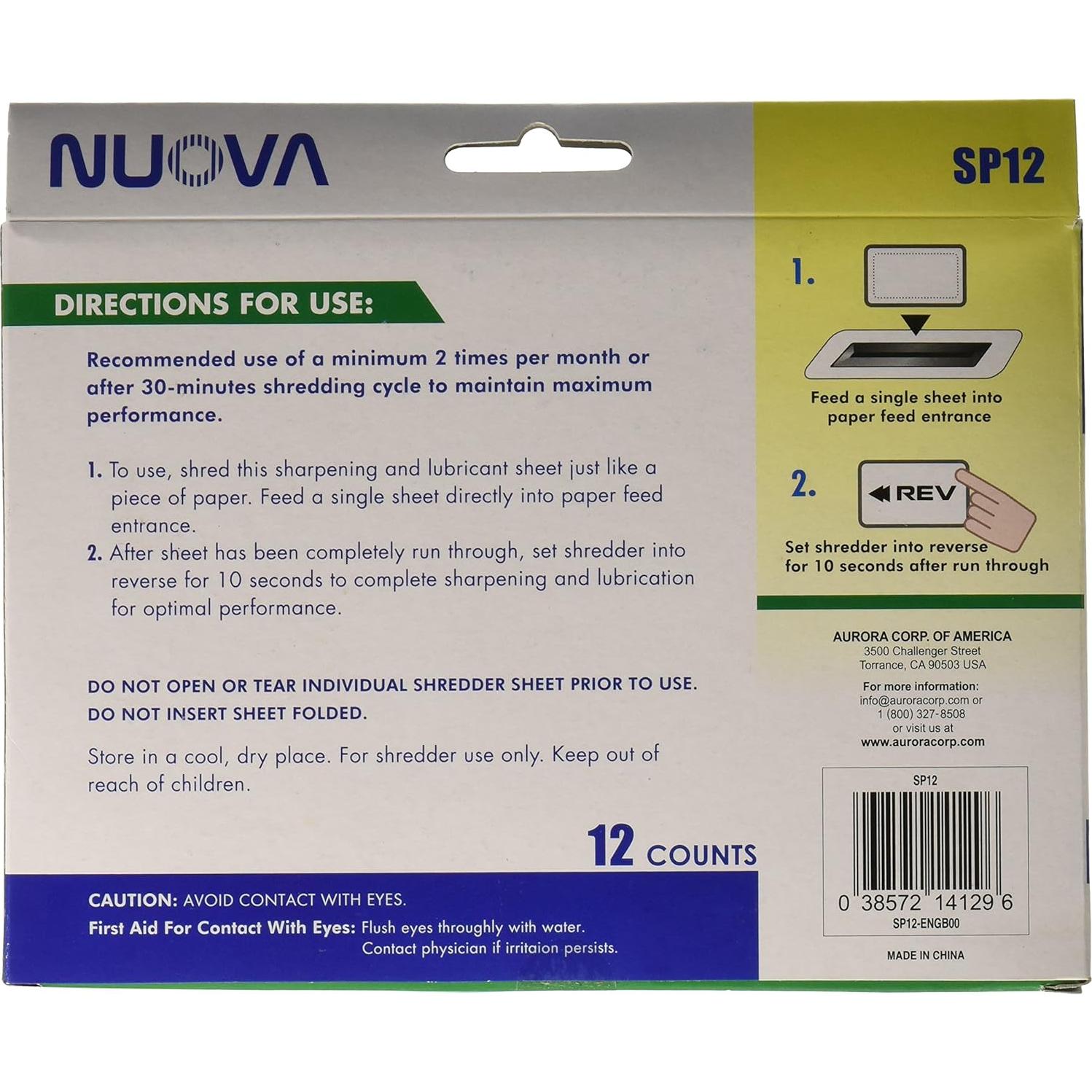 Hojas de Afilado y Lubricación Nuova SP12 - 12 Unidades