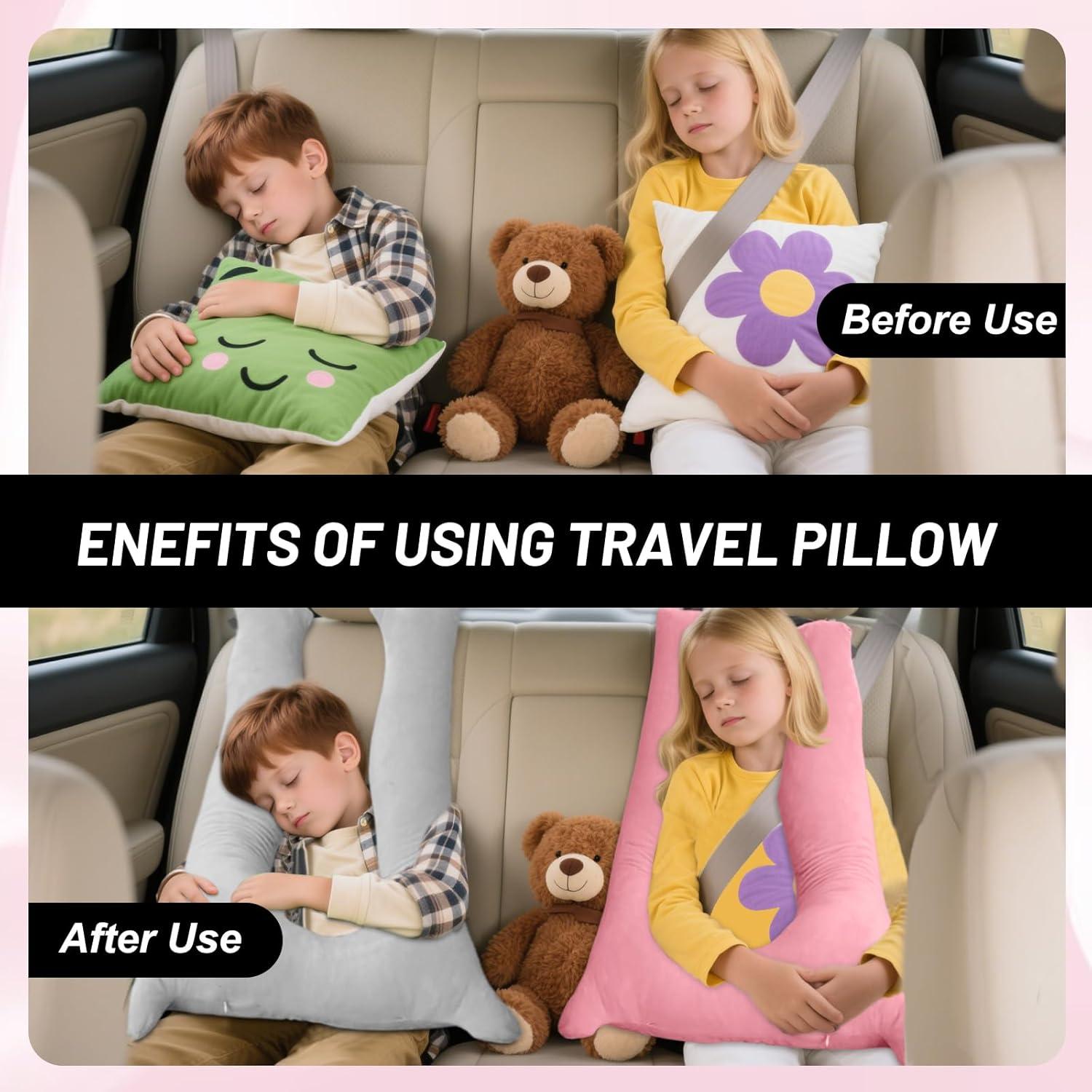 Almohada de Coche para Niños CroYumert - Espuma Viscoelástica Gris