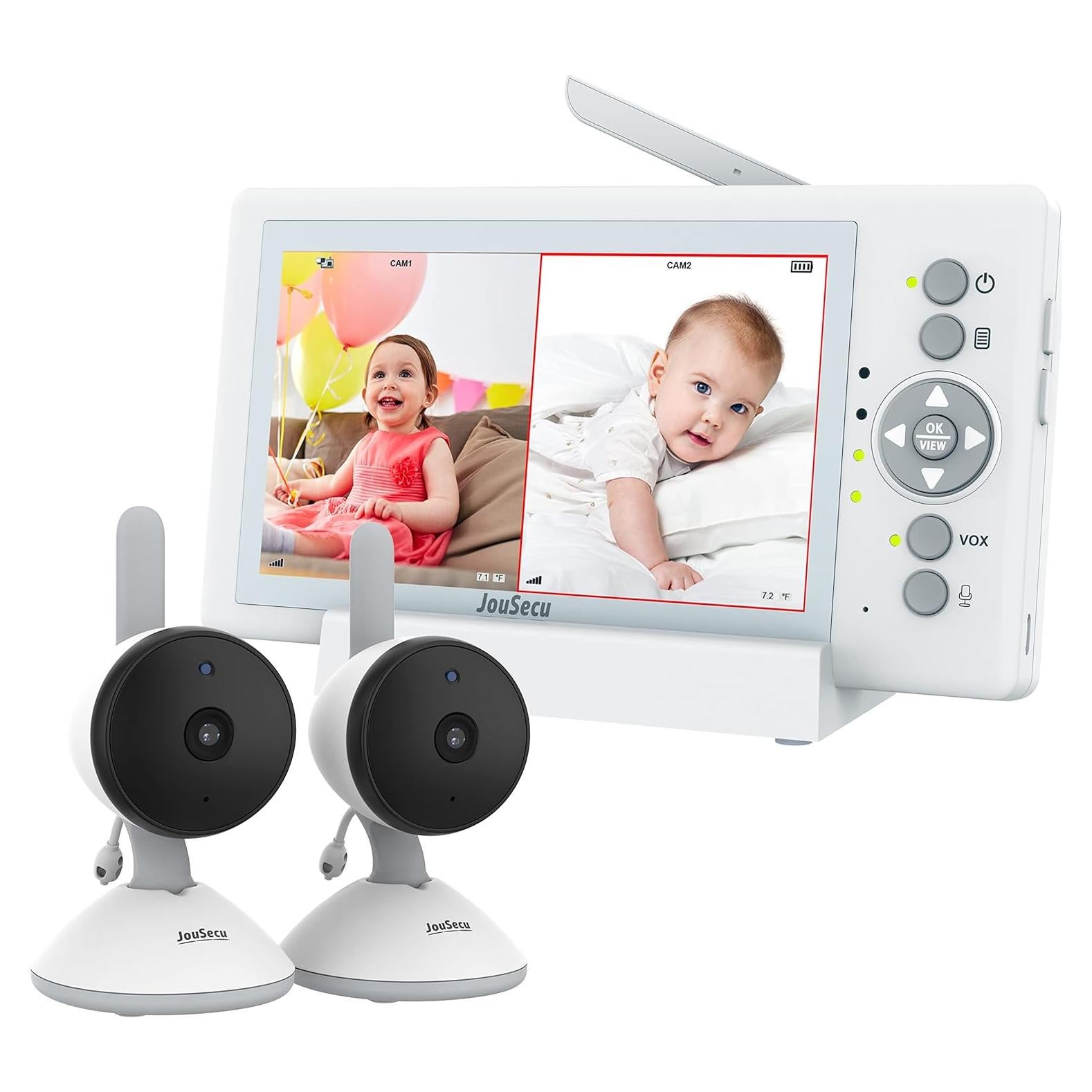 Monitor de Bebé JouSecu 5" 2 Cámaras Sin WiFi 720p