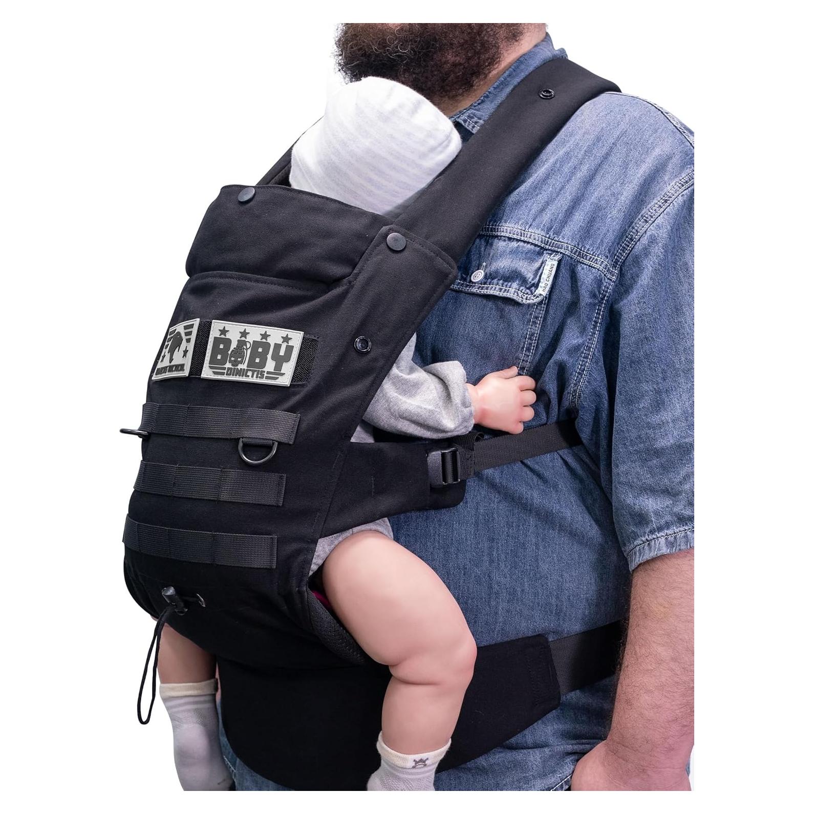 Portabebés Ergonomico Dinictis Negro Soporte Lumbar 3.6-15 kg