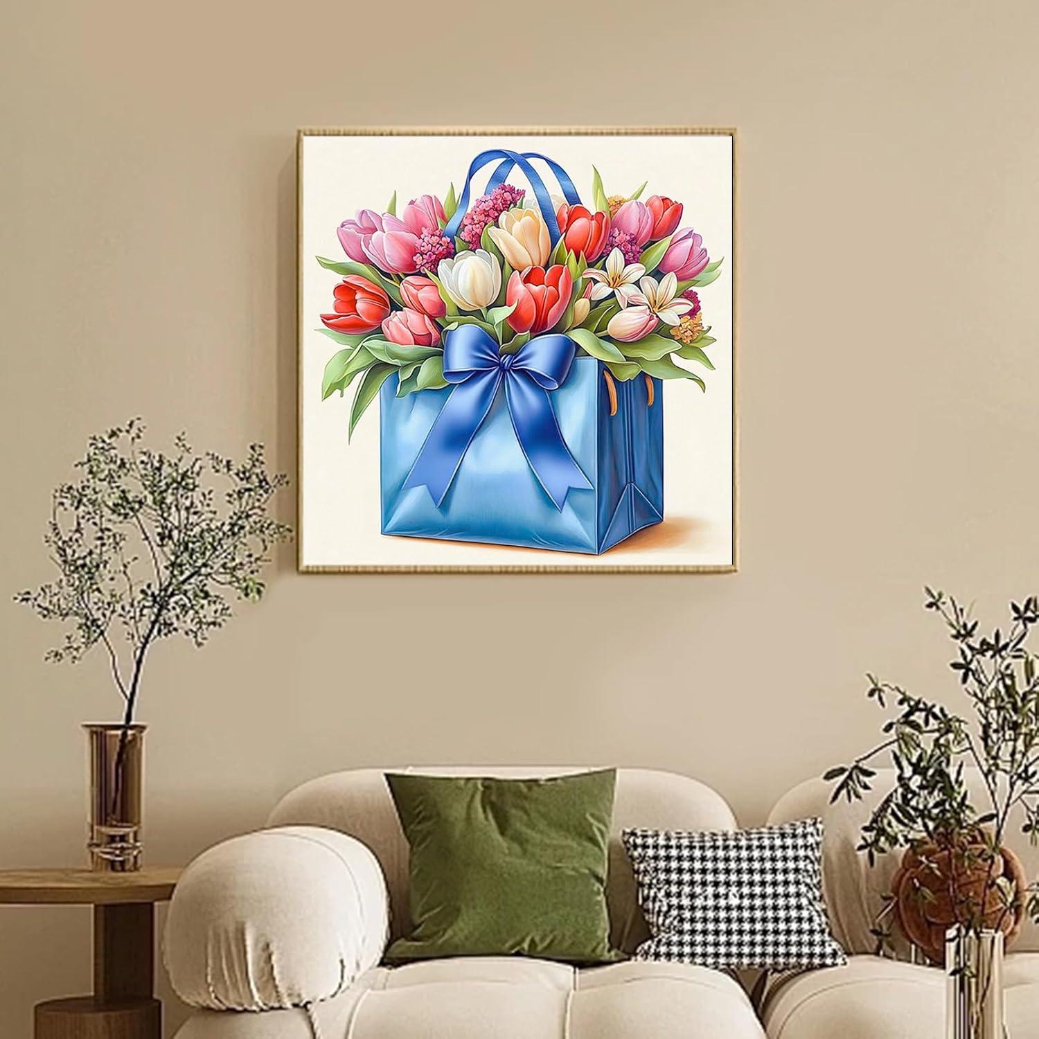 Kit de Pintura por Números Enmarcado Camocin 25.4x25.4 cm Flores