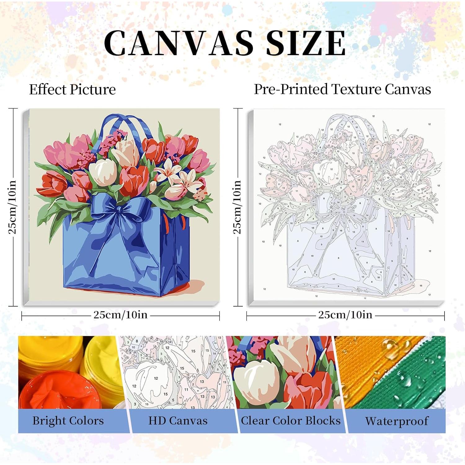 Kit de Pintura por Números Enmarcado Camocin 25.4x25.4 cm Flores