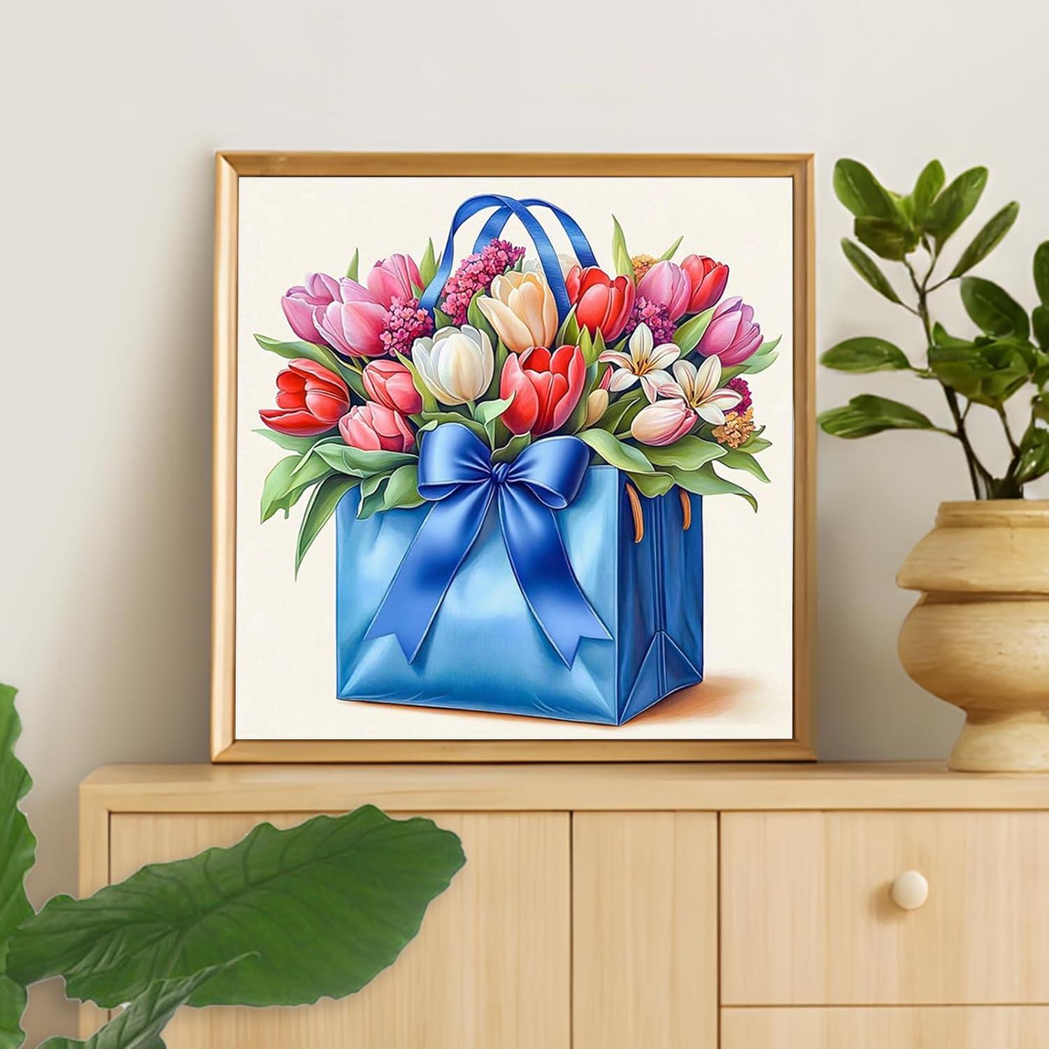 Kit de Pintura por Números Enmarcado Camocin 25.4x25.4 cm Flores