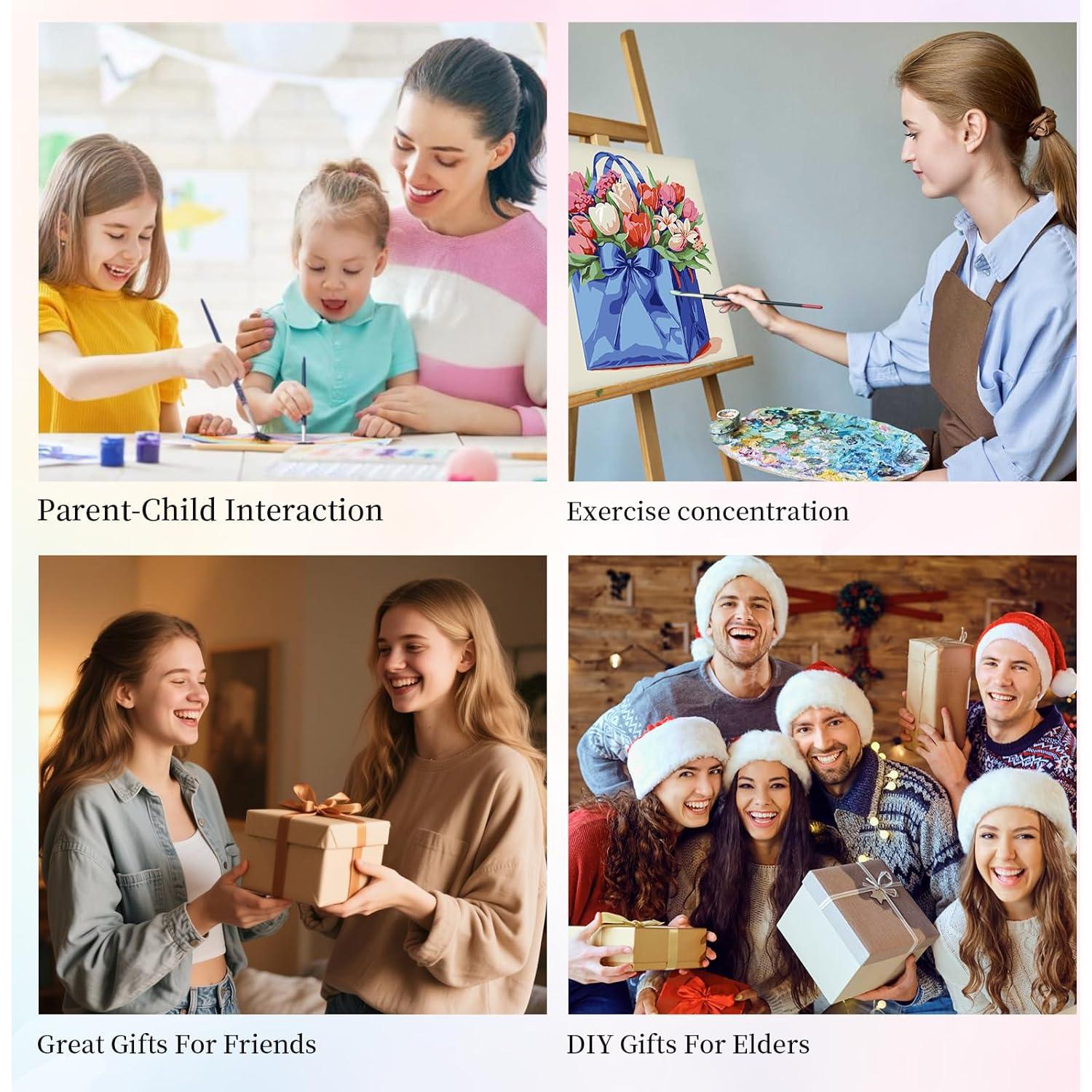 Kit de Pintura por Números Enmarcado Camocin 25.4x25.4 cm Flores