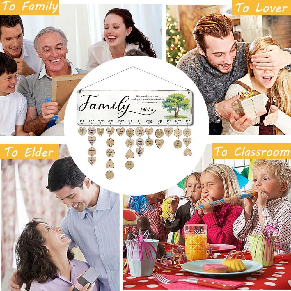 Tablero de Cumpleaños Familiar de Madera WISIEW 40x12cm