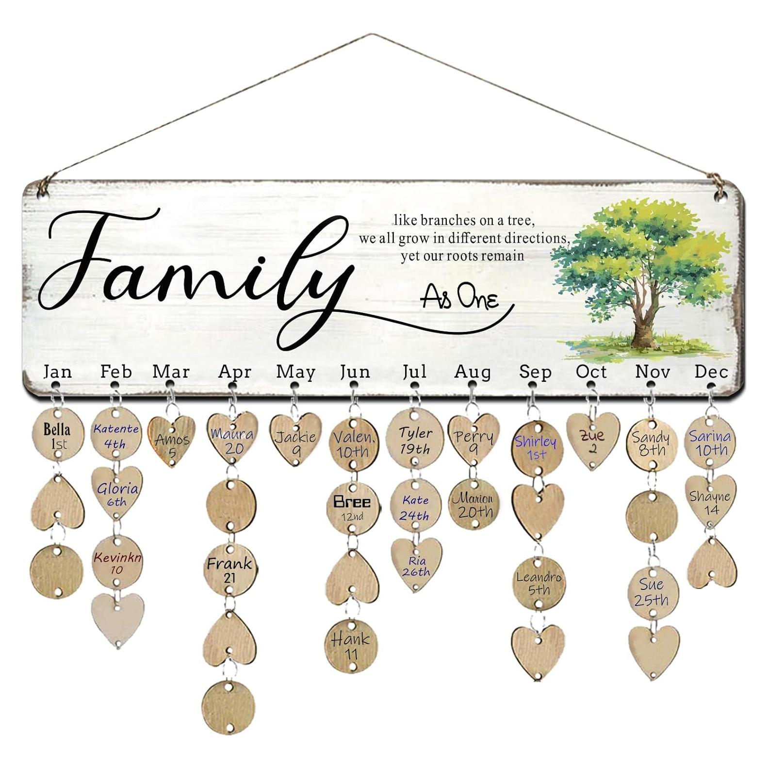 Tablero de Cumpleaños Familiar de Madera WISIEW 40x12cm