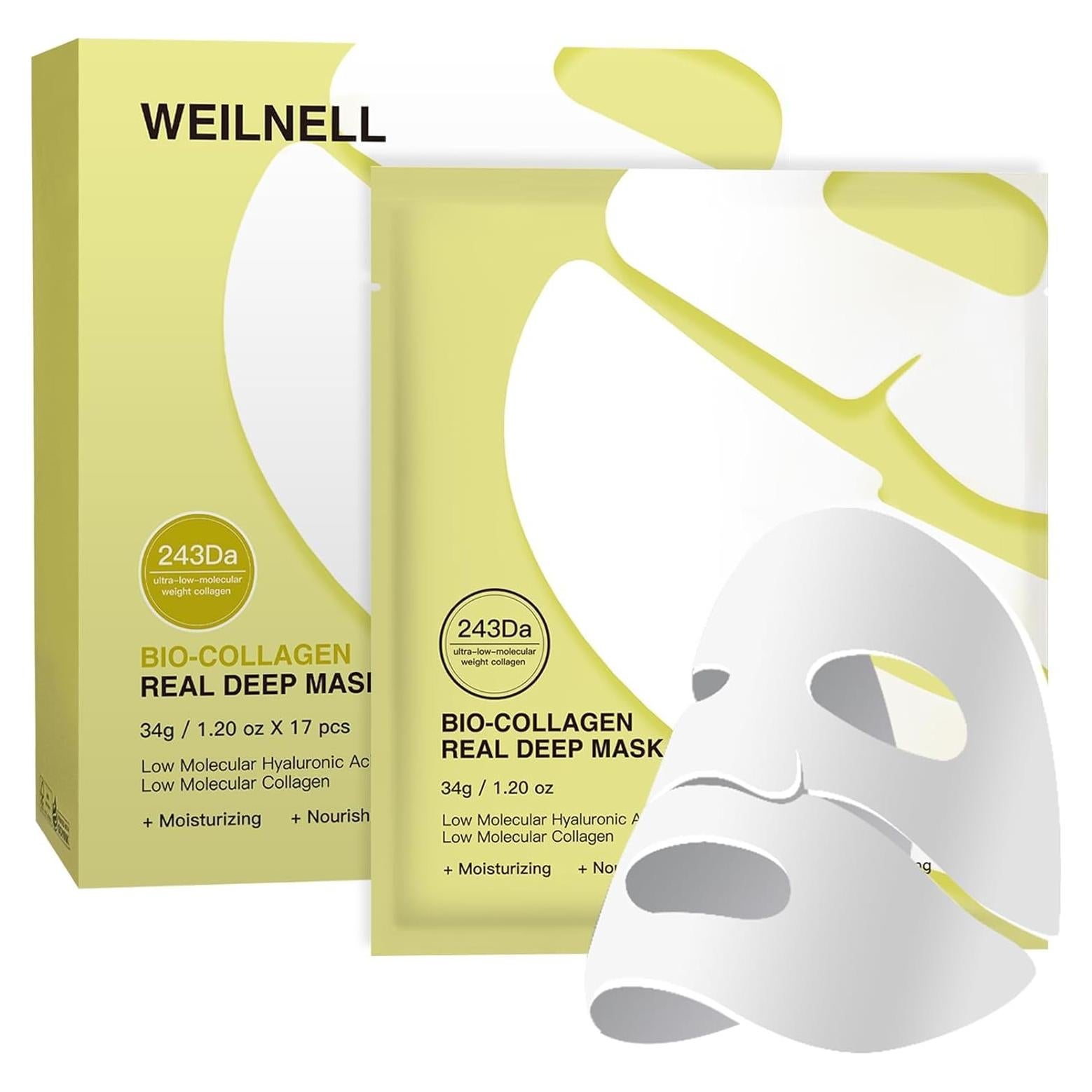 Máscara Facial de Colágeno Bio-Collagen Real Deep - 17 Paquetes