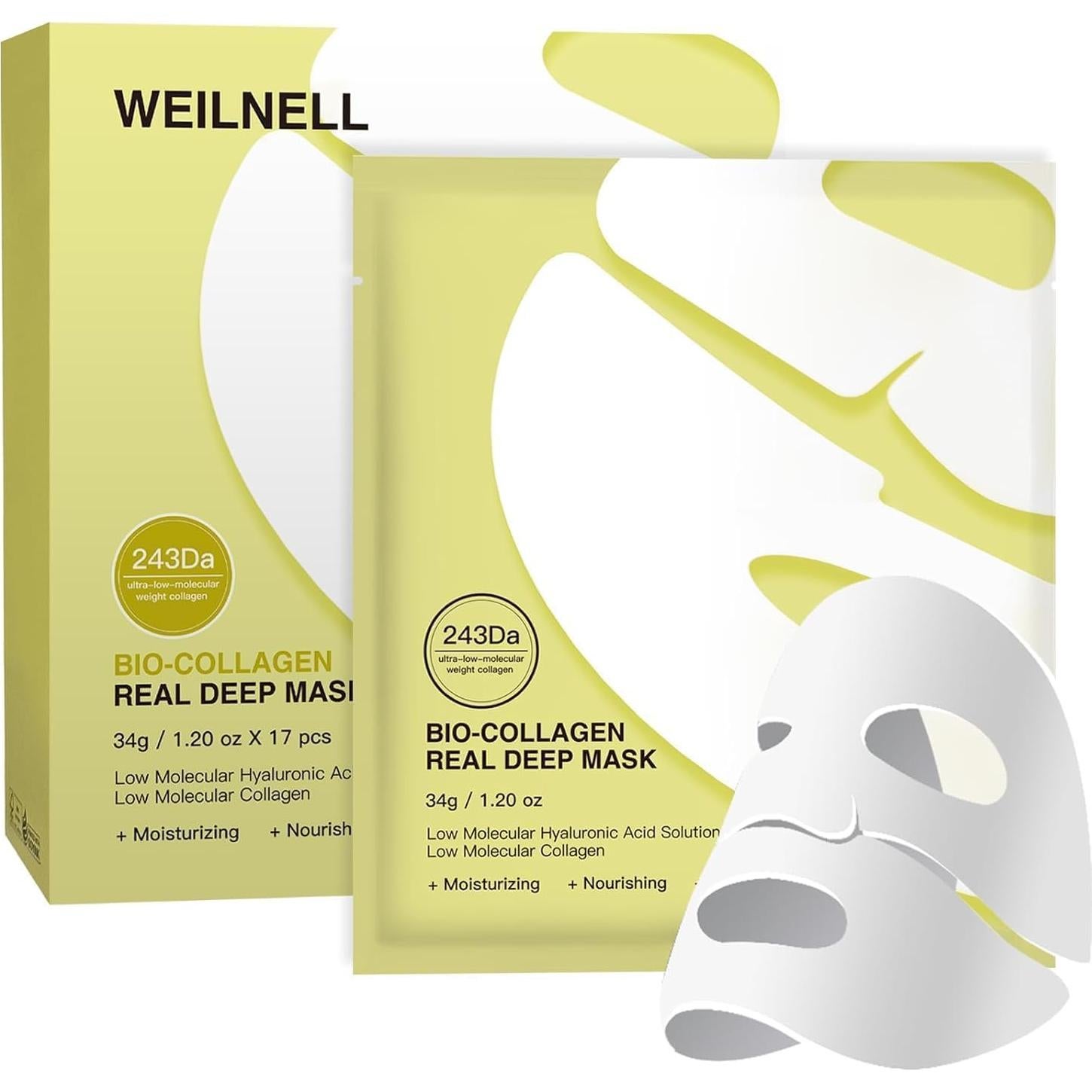 Máscara Facial de Colágeno Bio-Collagen Real Deep - 17 Paquetes