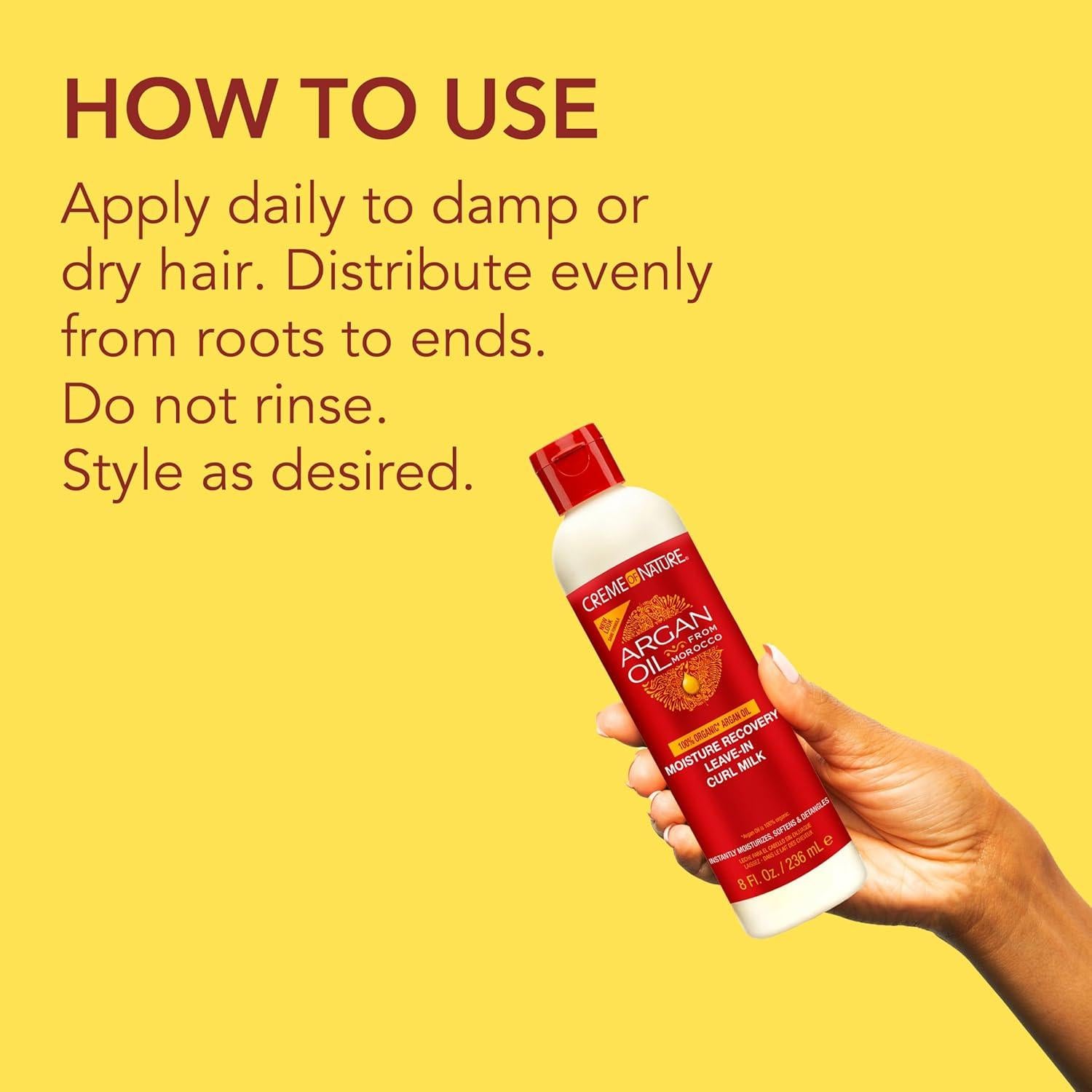 Creme de la Naturaleza Leche para Rizos con Aceite de Argán 236.6 ml