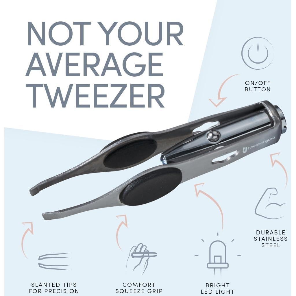 Pinzas Iluminadoras Tweezer Guru Pro con Luz LED y Espejo
