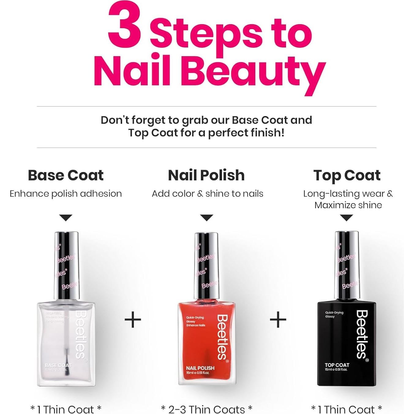 Esmalte de Uñas Beetles Rojo 15ml Secado Rápido Sin UV