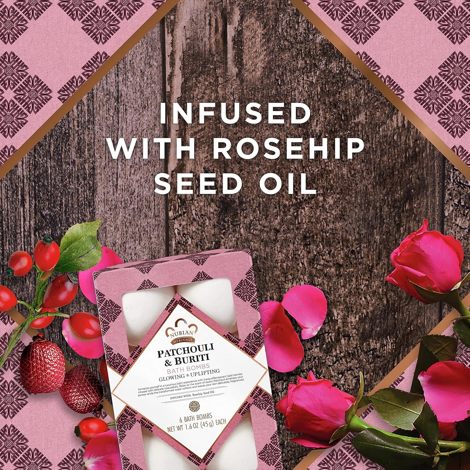 Bombas de Baño Nubian Heritage Patchouli y Buriti 6 Piezas 45 g