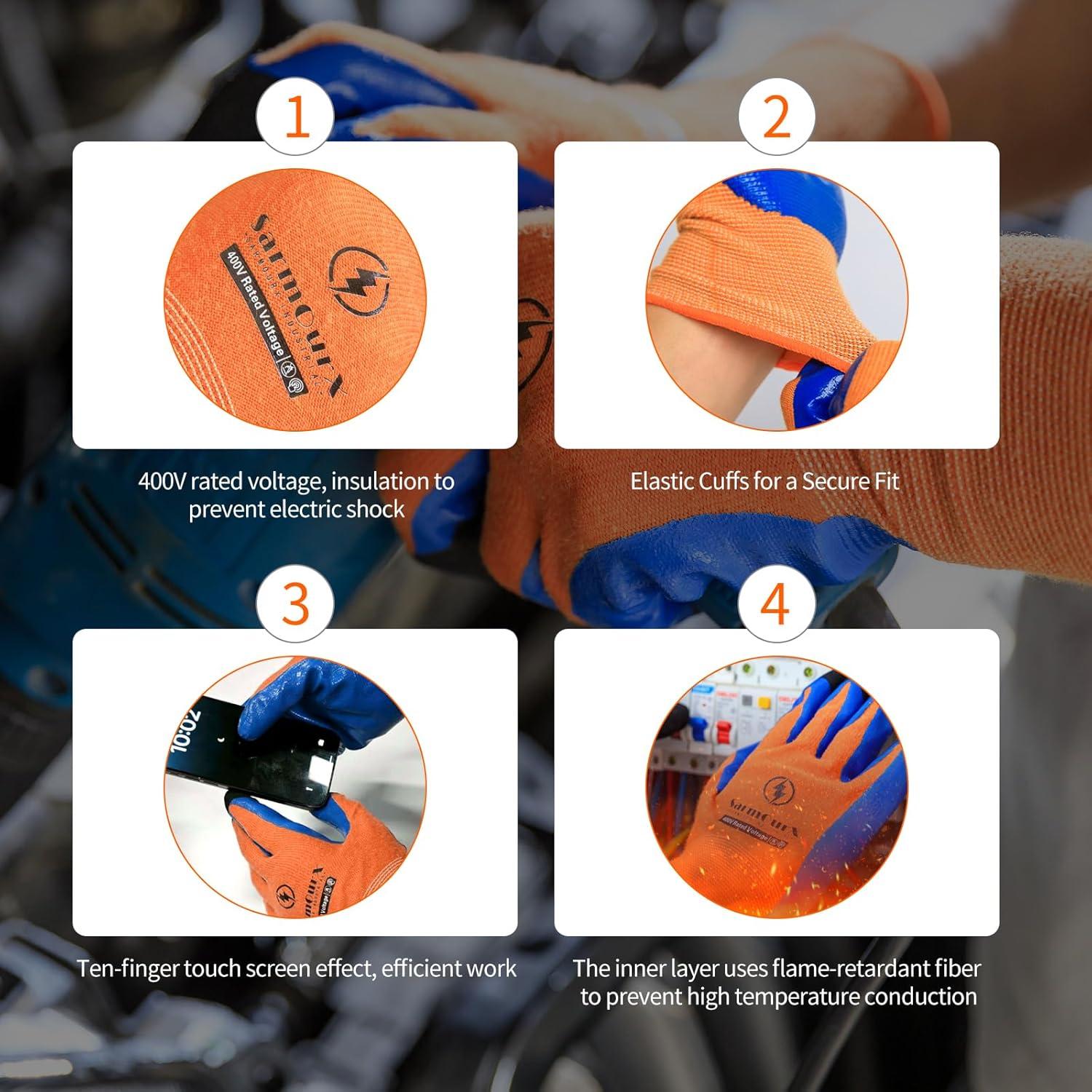 Guantes Aislantes 400V Naranja - Impermeables y Antideslizantes