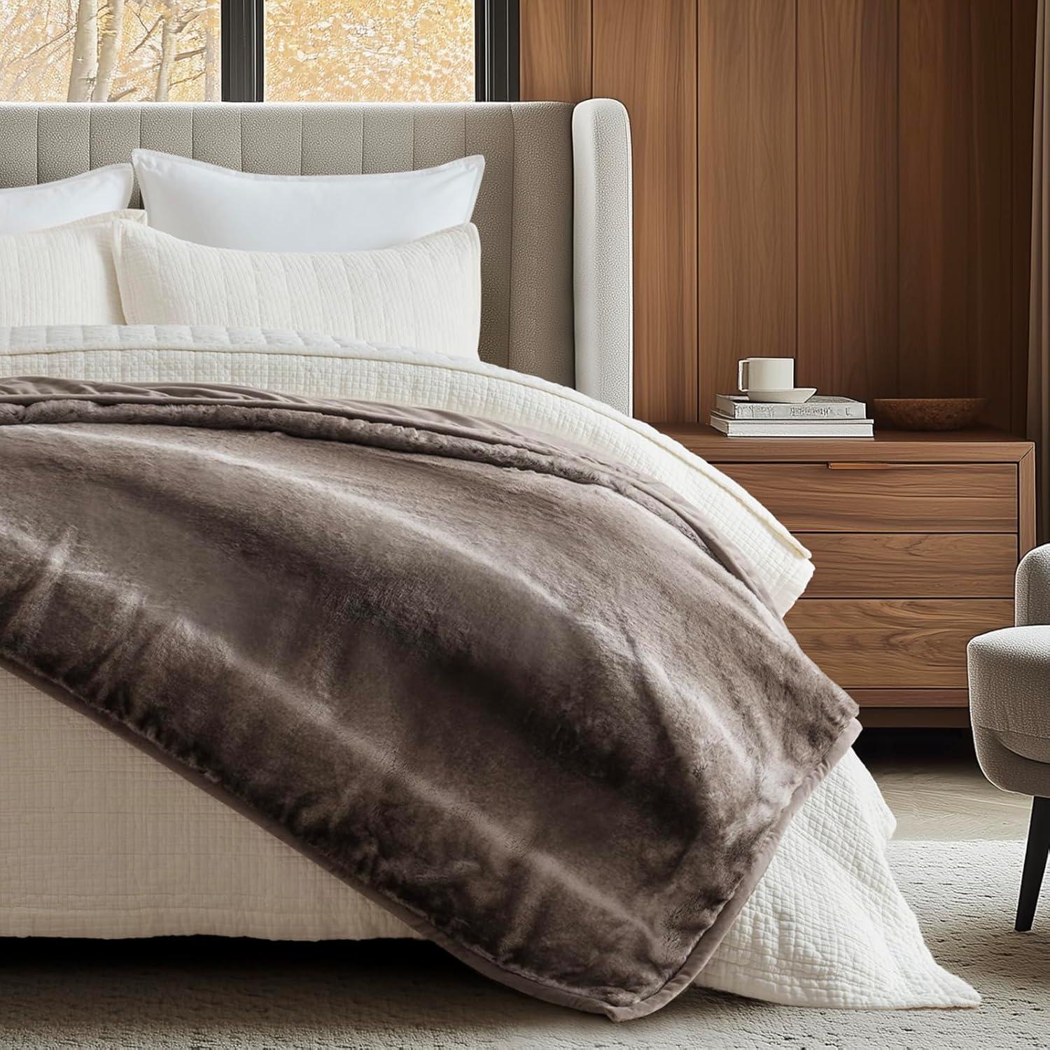 Manta de Falso Pelo Ultra Suave Evergracehome 127x152cm Marrón