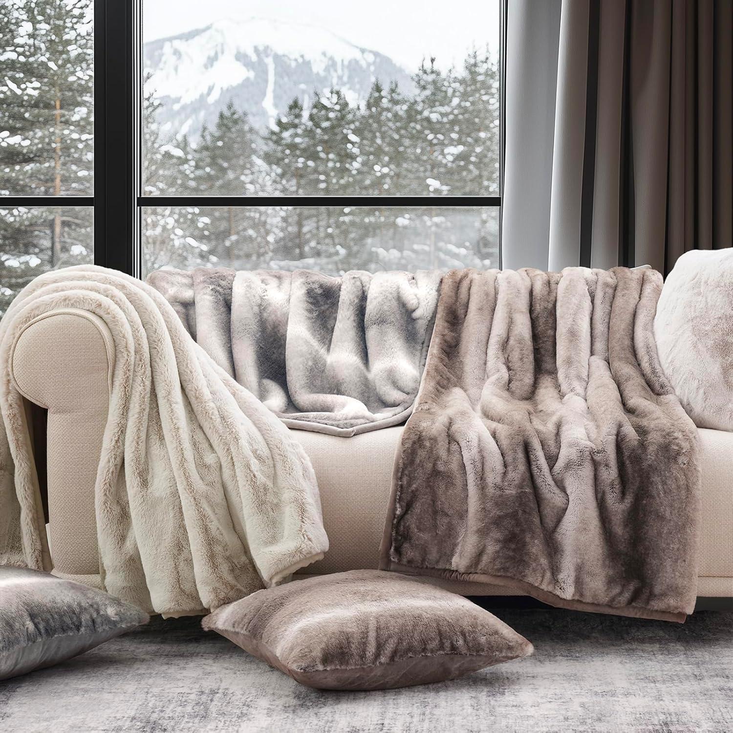 Manta de Falso Pelo Ultra Suave Evergracehome 127x152cm Marrón