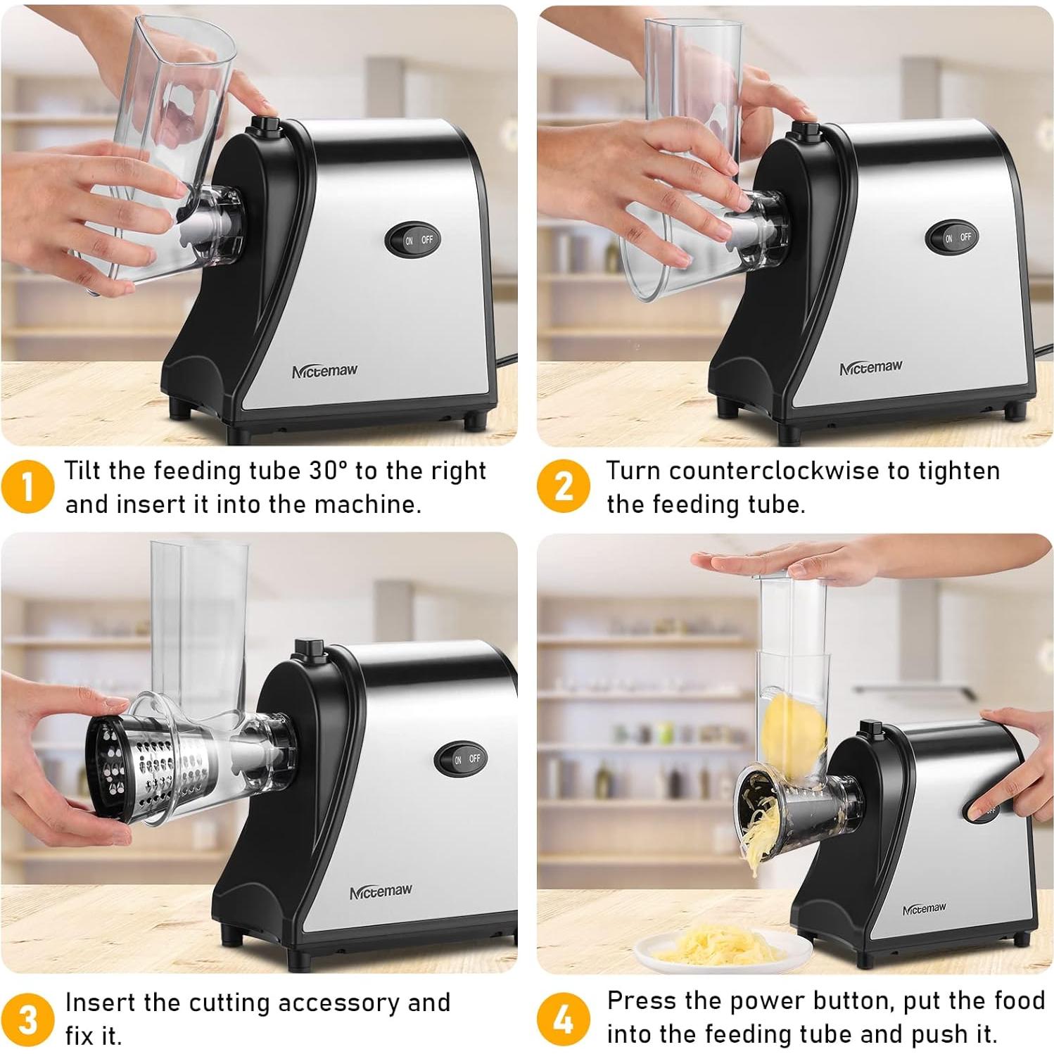 Rallador de Queso Eléctrico Homdox 250W con 5 Accesorios