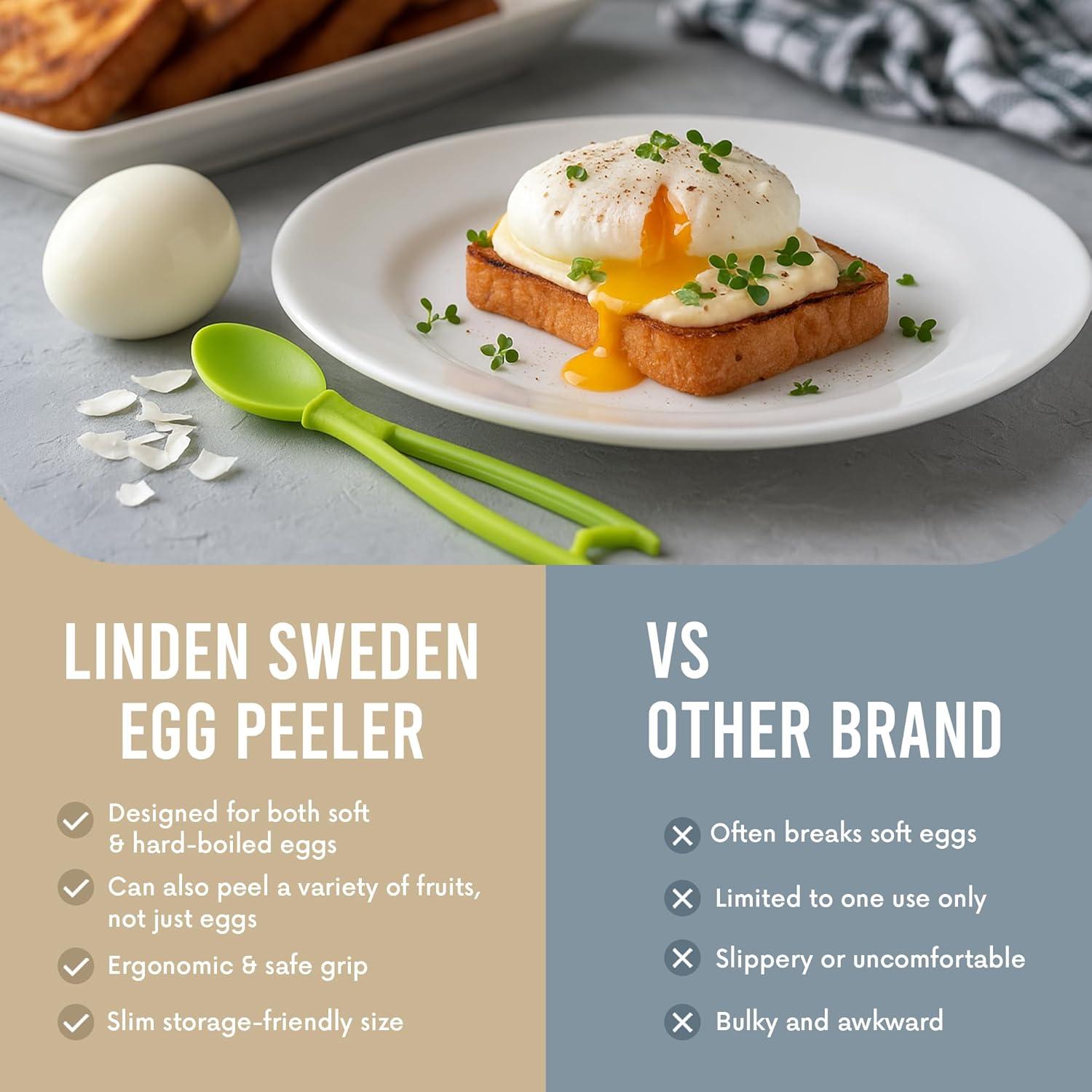 Linden Sweden Egg Peeler, Set of 2 - Great for Avocados, Cherries and Citrus Fruit - Dishwasher-Safe, Easy to Store - BPA-Free