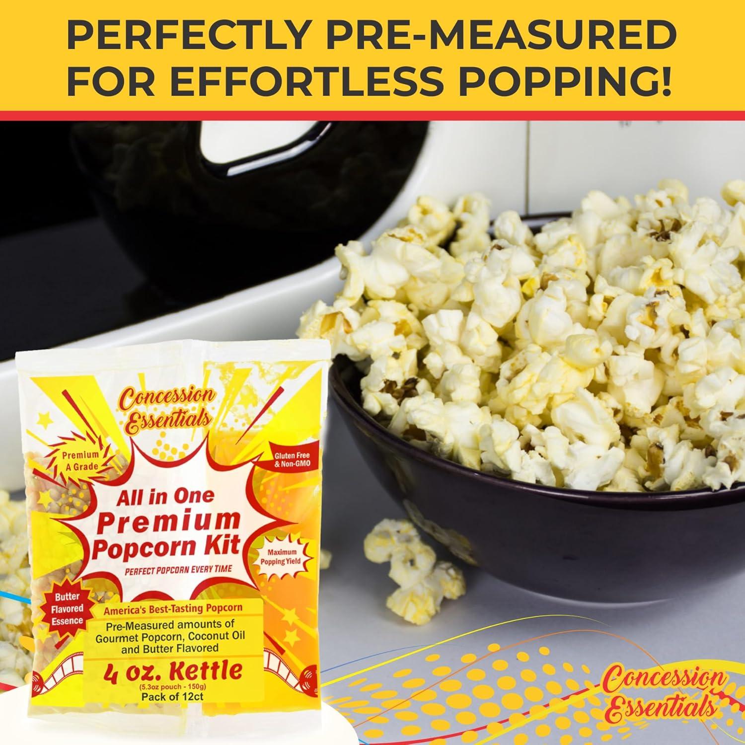 Paquetes de Palomitas de Maíz 4oz Concession Essentials - Caja 12