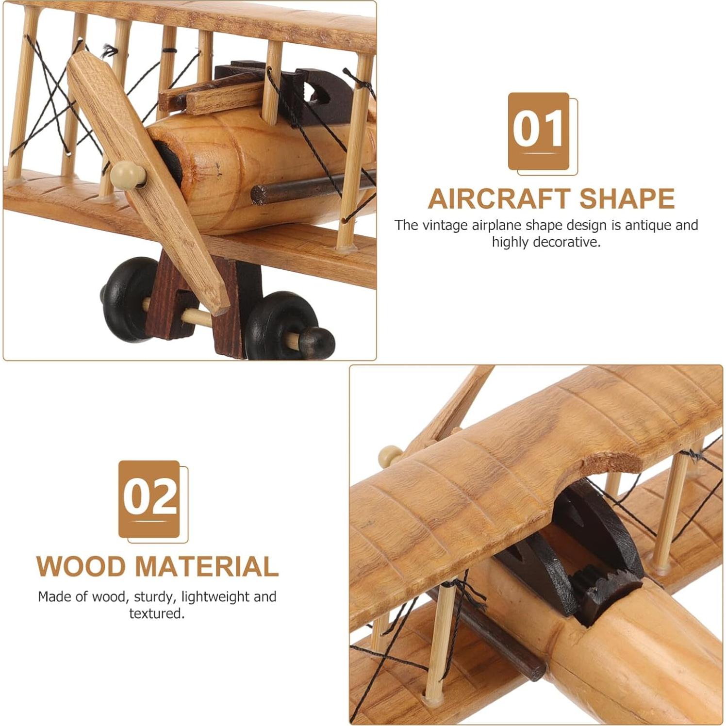 Modelo de avión de madera Garneck 20x20 cm decoración vintage