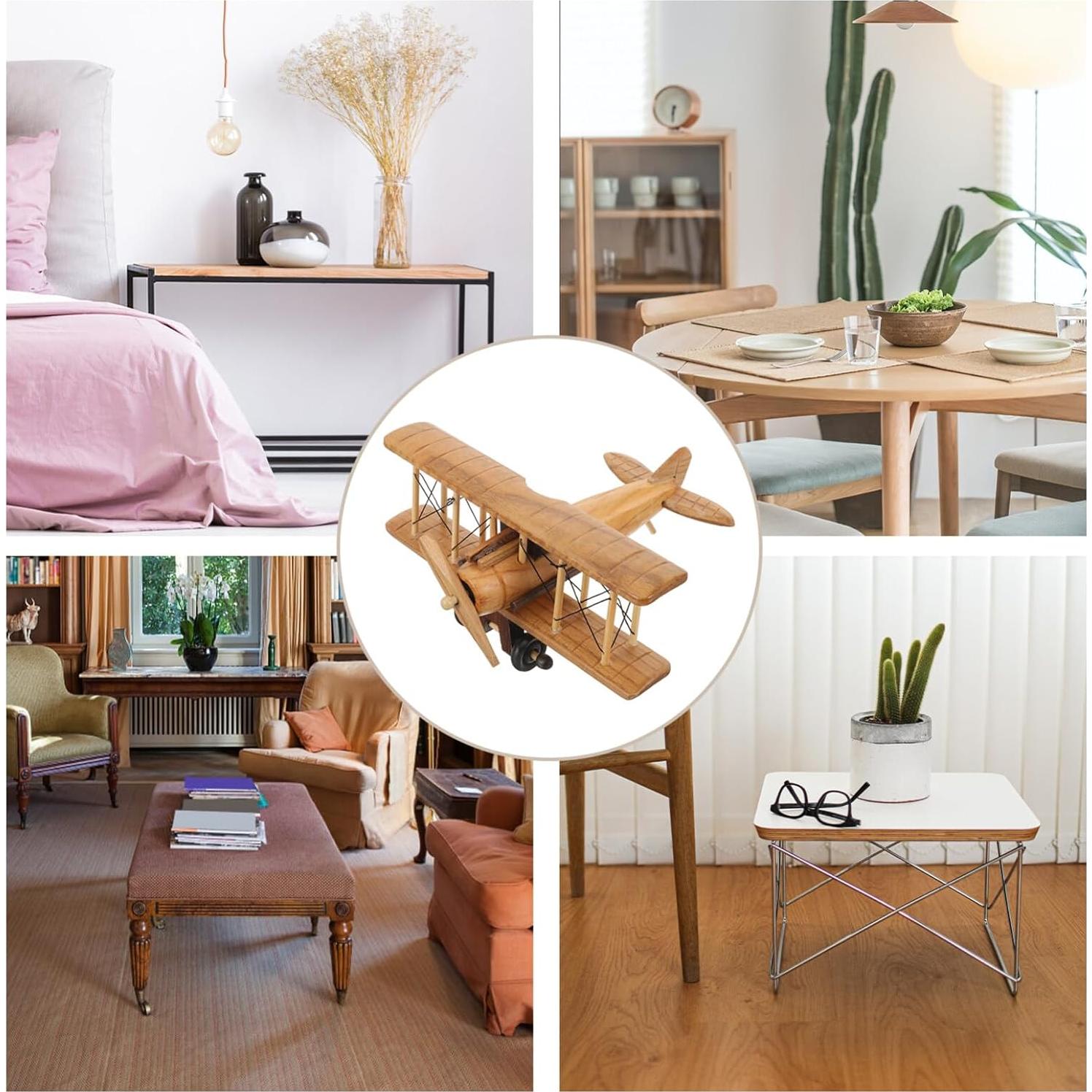 Modelo de avión de madera Garneck 20x20 cm decoración vintage