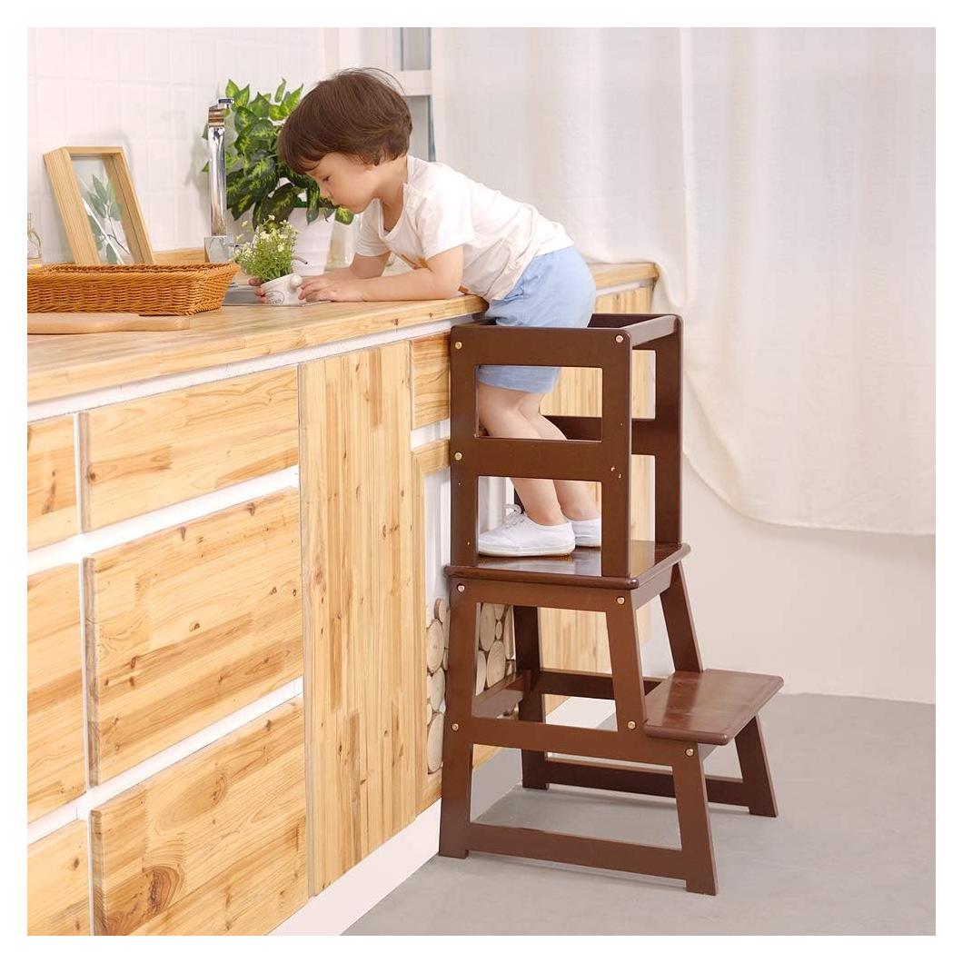 Escalera de Cocina SDADI para Niños 1-3 Años Madera Espresso