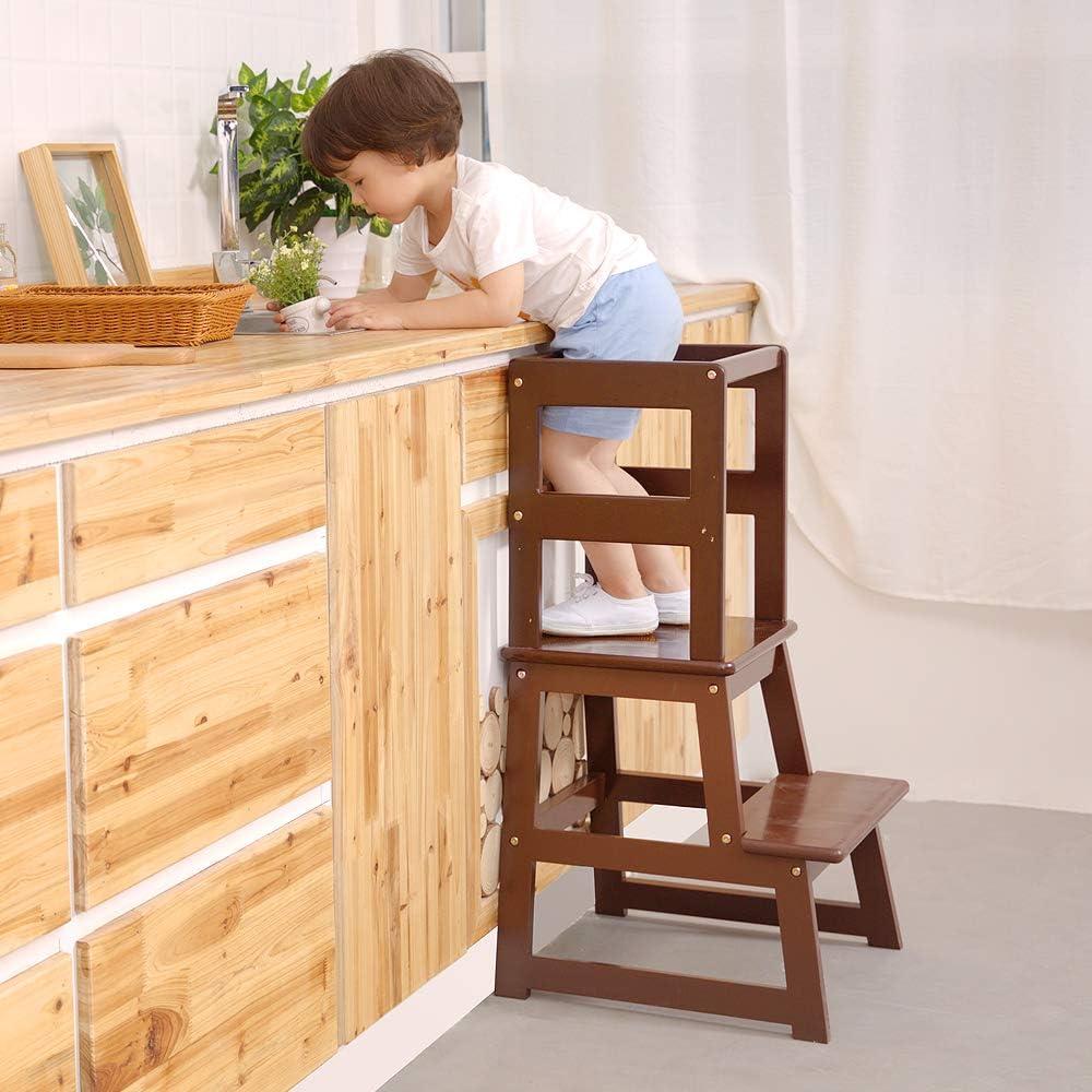 Escalera de Cocina SDADI para Niños 1-3 Años Madera Espresso