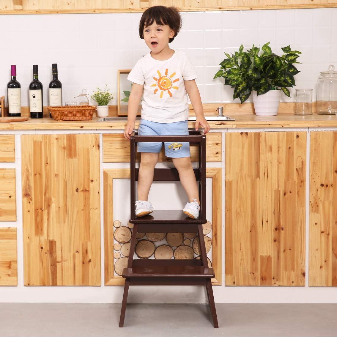 Escalera de Cocina SDADI para Niños 1-3 Años Madera Espresso