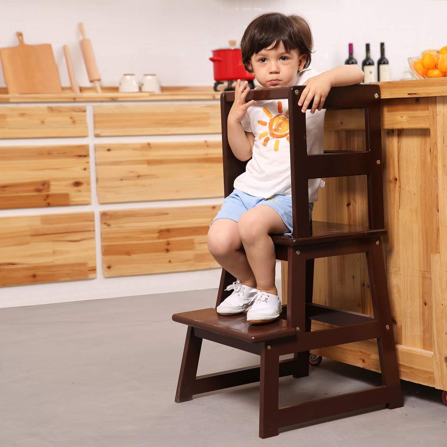 Escalera de Cocina SDADI para Niños 1-3 Años Madera Espresso