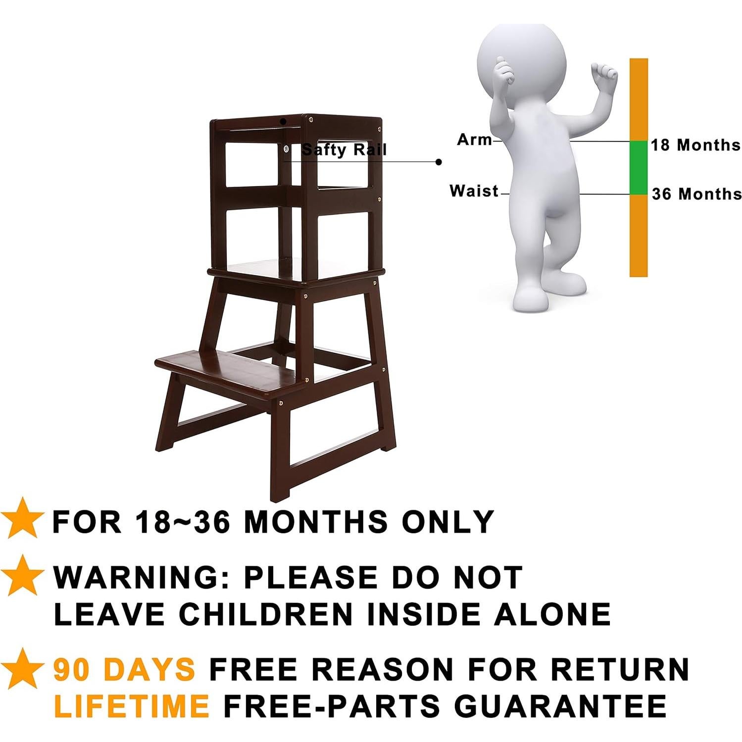 Escalera de Cocina SDADI para Niños 1-3 Años Madera Espresso