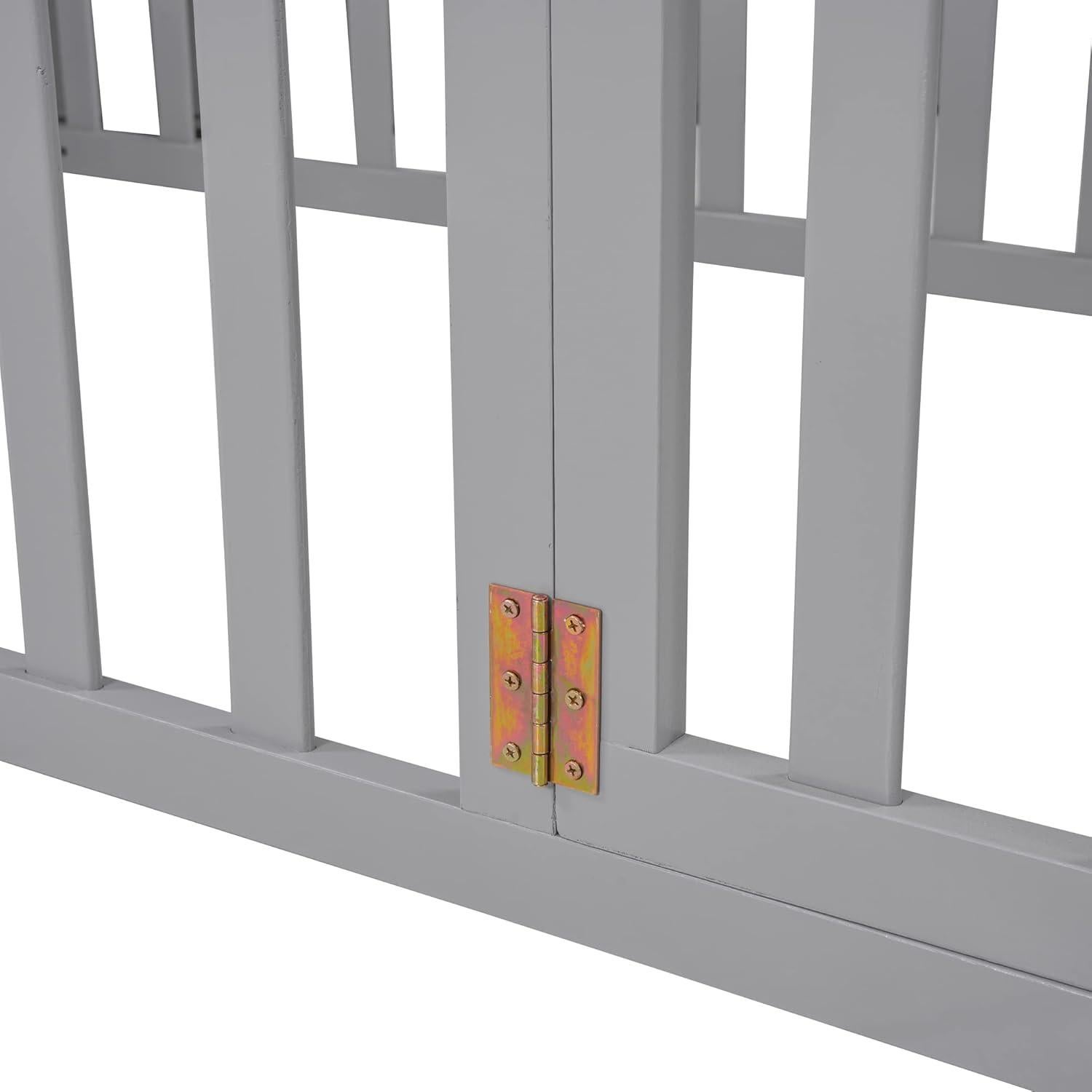 Cama de Piso Merax Twin Montessori con Barandillas y Puerta Gris