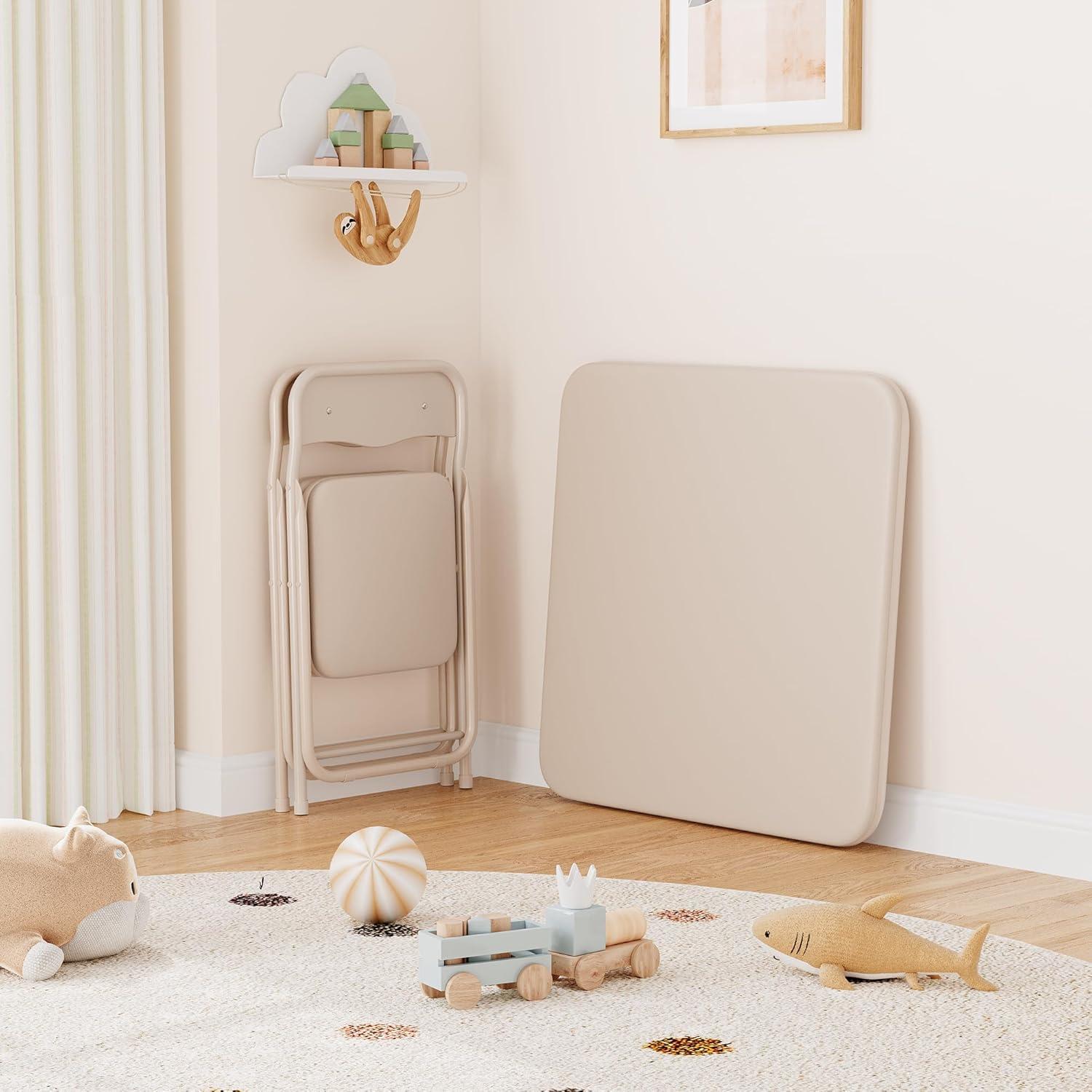 Conjunto de Mesa y Sillas Plegables GAOMON para Niños Beige