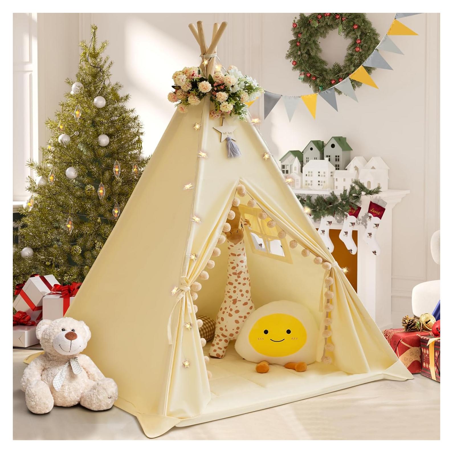 Tienda Teepee para Niños WIRHAO con Alfombra Acolchada 119cm