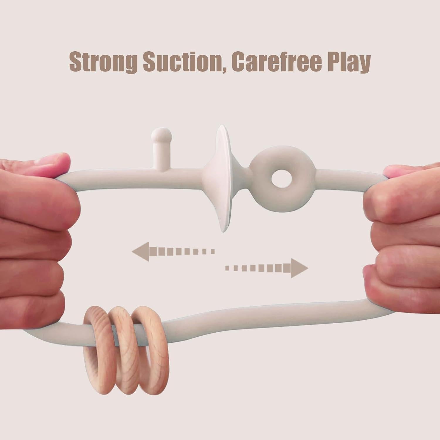 Juguete de Silicona con Ventosa para Silla Alta Beige - Zeeloopbee