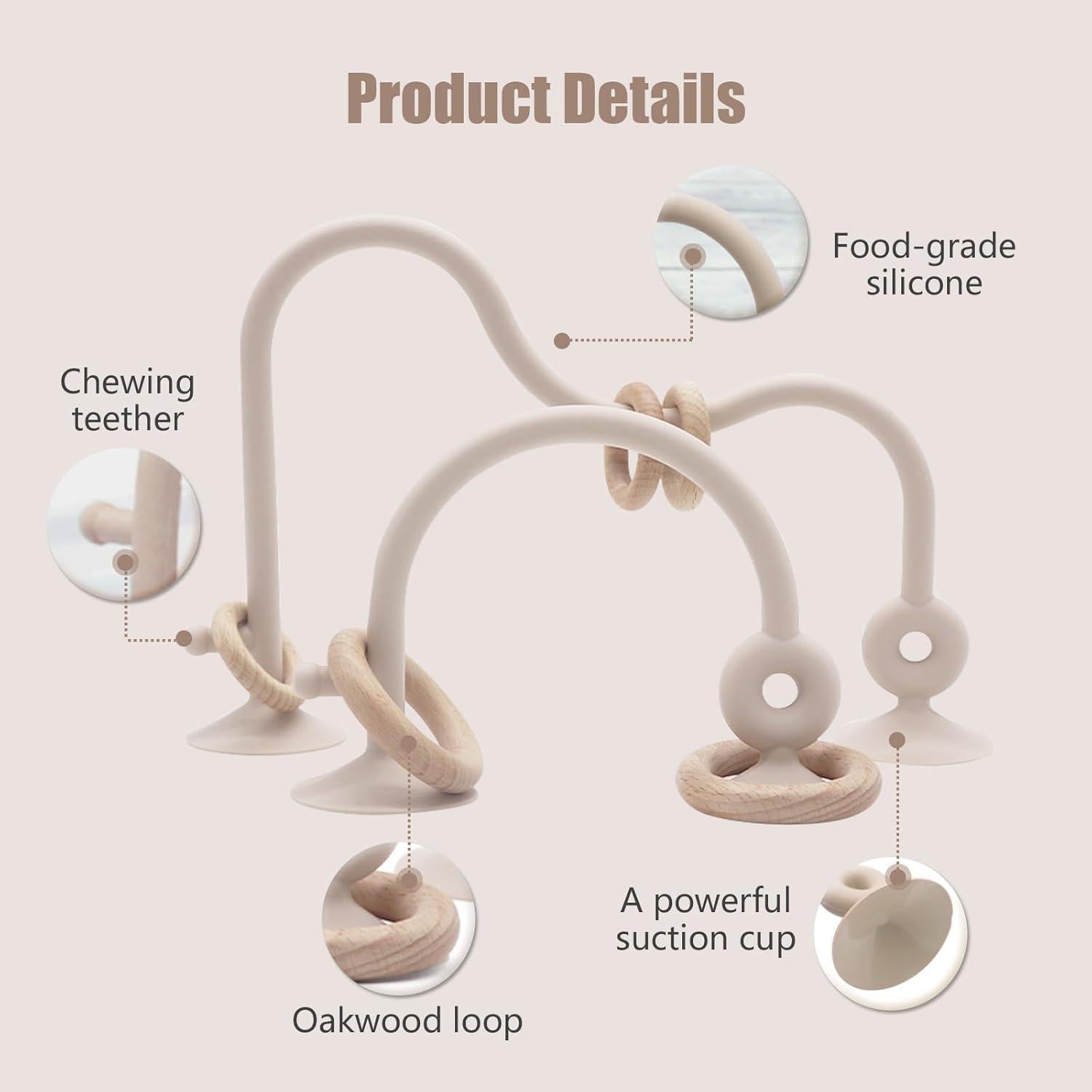 Juguete de Silicona con Ventosa para Silla Alta Beige - Zeeloopbee