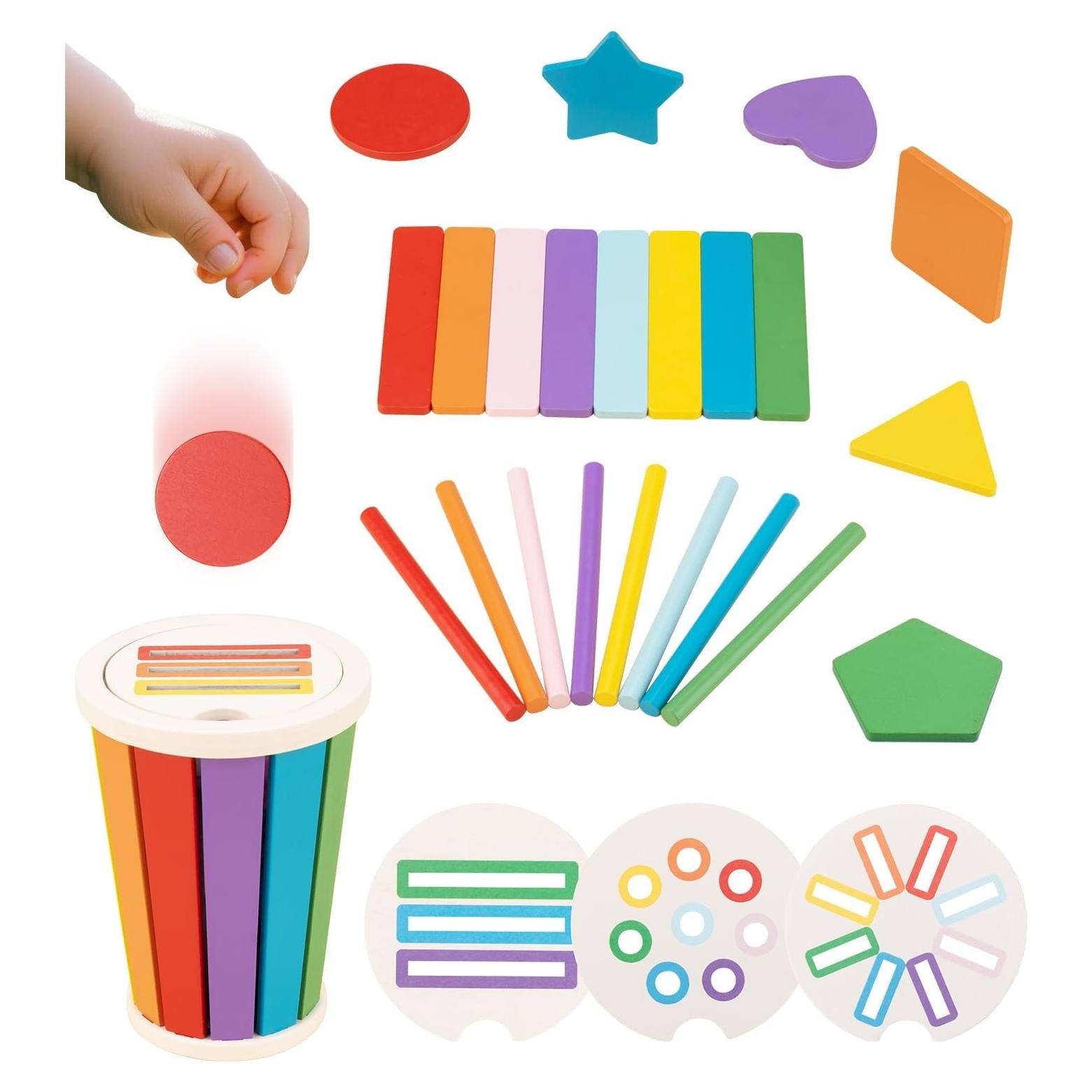 Juguete Montessori de Madera para Niños 1-3 Años - Clasificador de Formas y Apilamiento