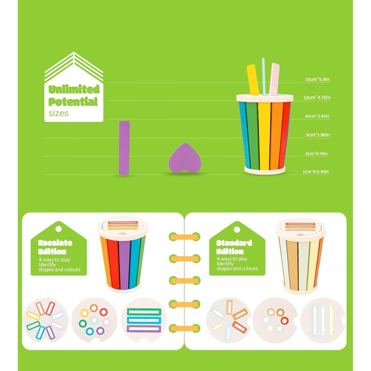 Juguete Montessori de Madera para Niños 1-3 Años - Clasificador de Formas y Apilamiento