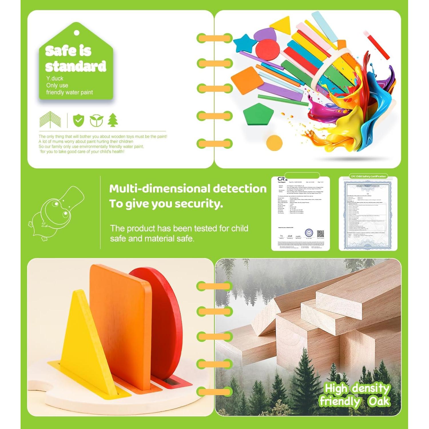 Juguete Montessori de Madera para Niños 1-3 Años - Clasificador de Formas y Apilamiento