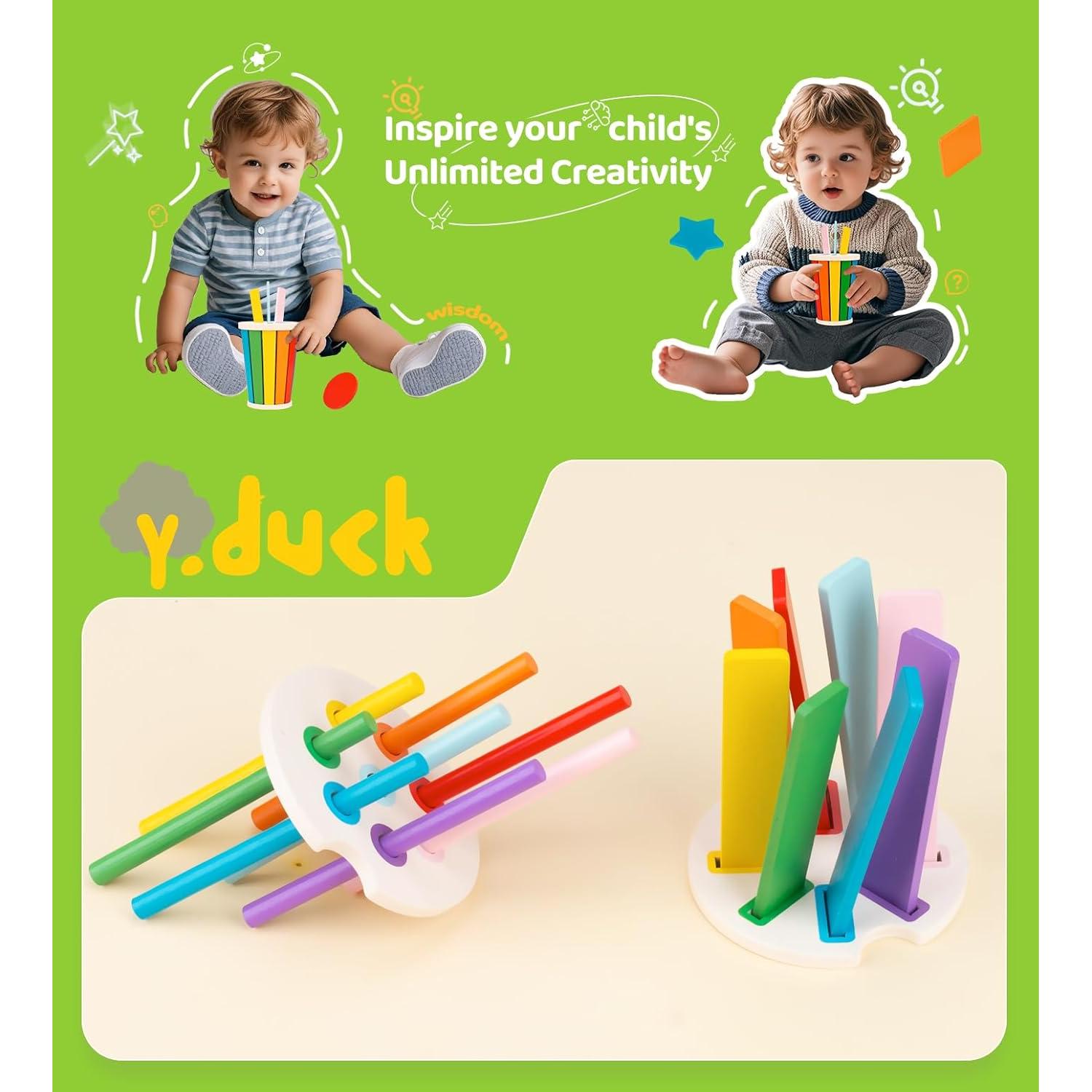 Juguete Montessori de Madera para Niños 1-3 Años - Clasificador de Formas y Apilamiento