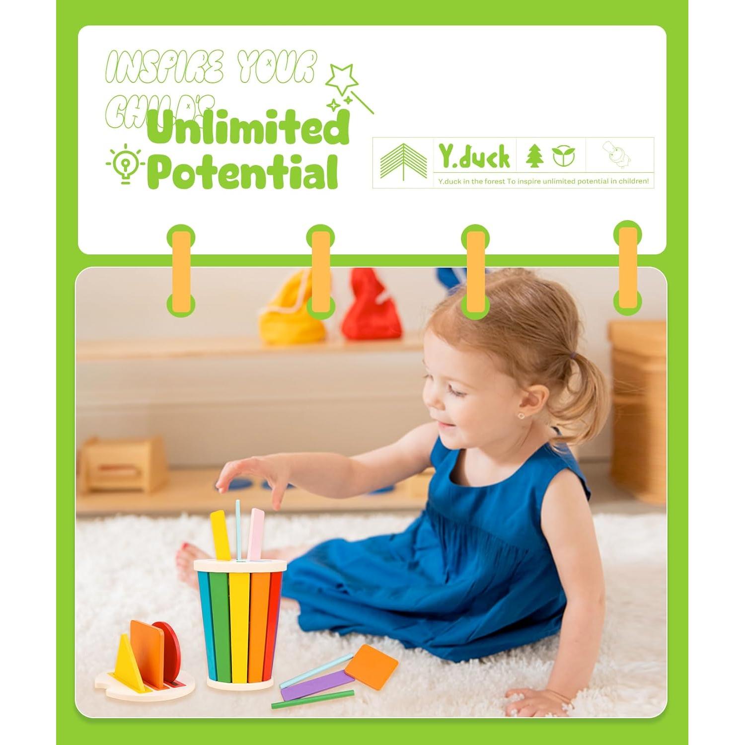 Juguete Montessori de Madera para Niños 1-3 Años - Clasificador de Formas y Apilamiento