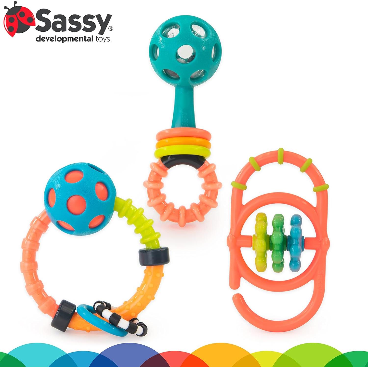 Juego de Sonajeros Sassy Baby 3 Piezas para Recién Nacidos