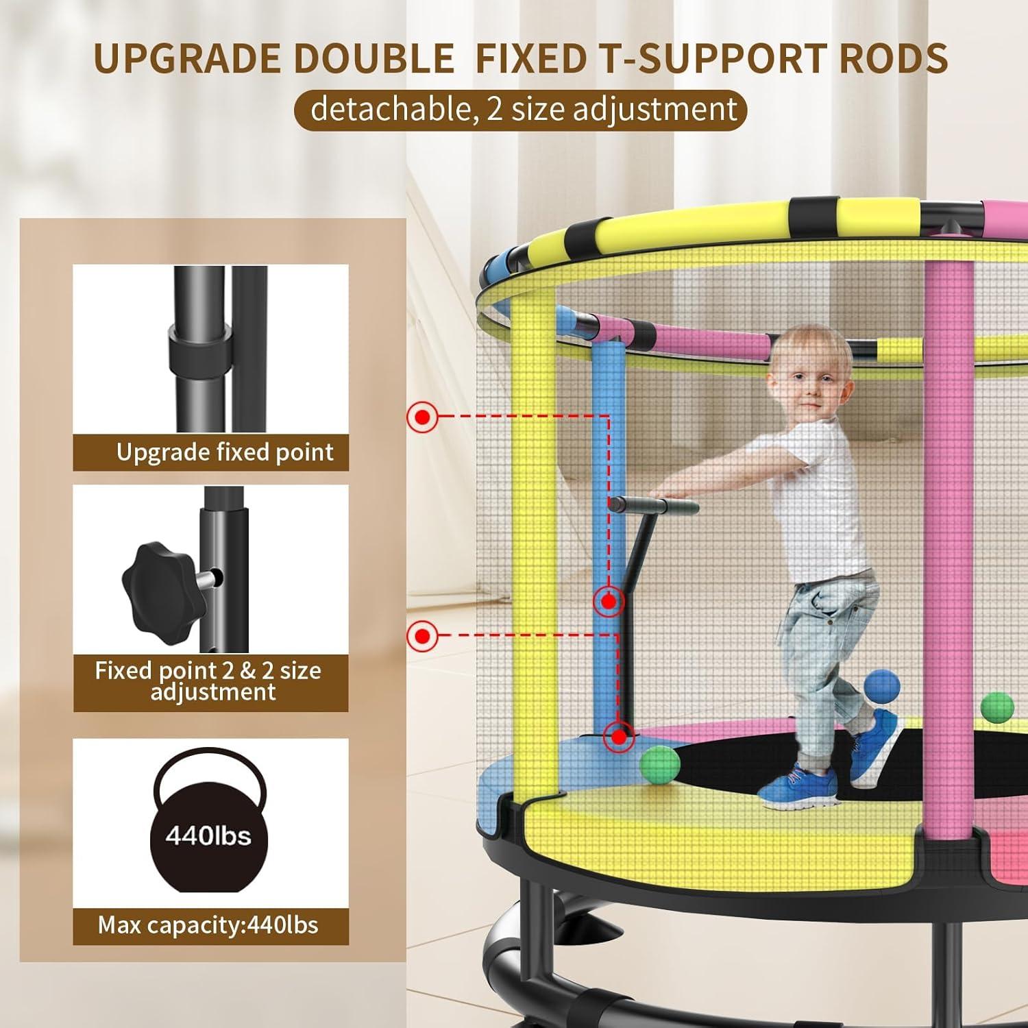 Trampolín Redondo para Niños JO bulidershrs 440lbs Ajustable