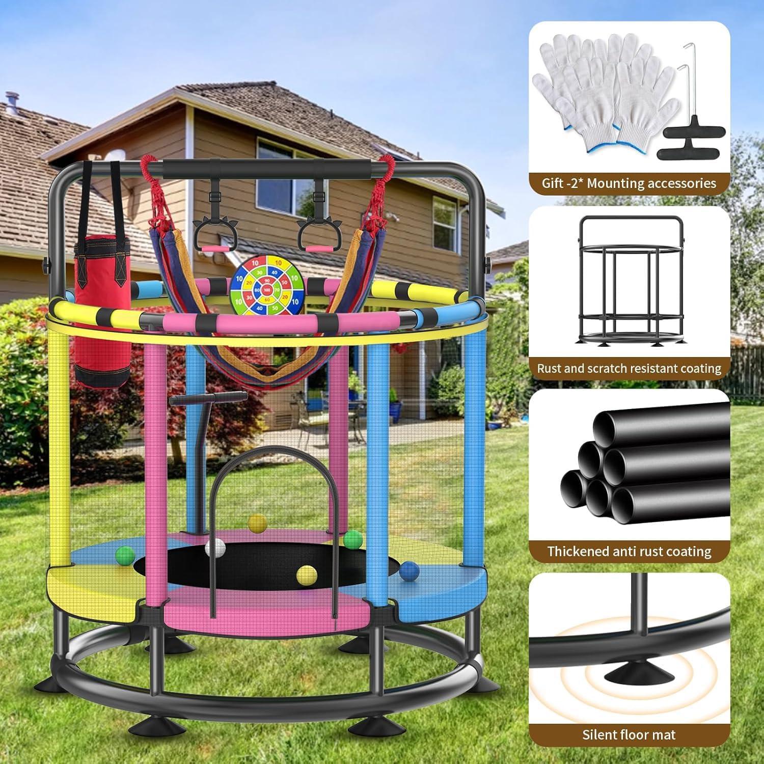 Trampolín Redondo para Niños JO bulidershrs 440lbs Ajustable