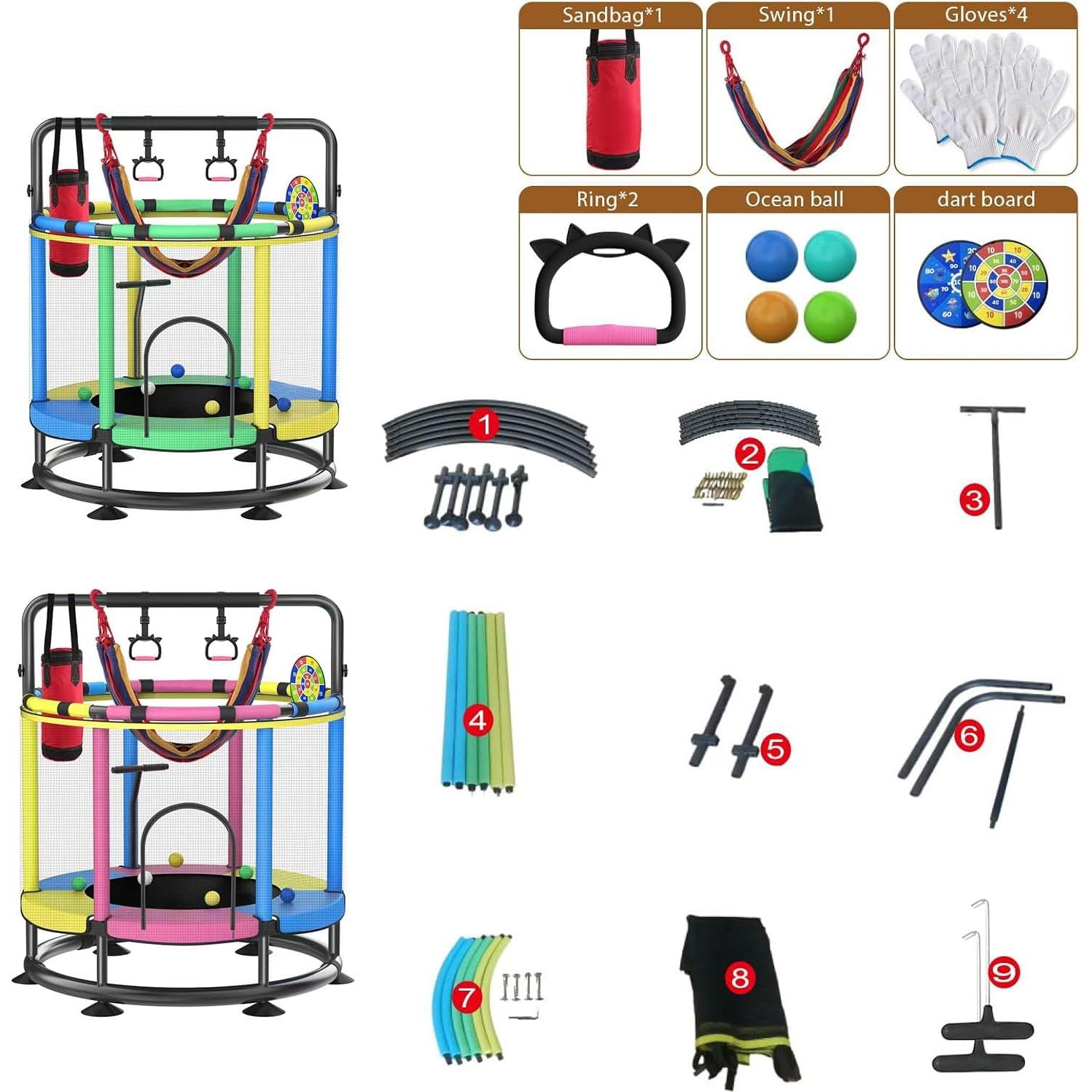 Trampolín Redondo para Niños JO bulidershrs 440lbs Ajustable