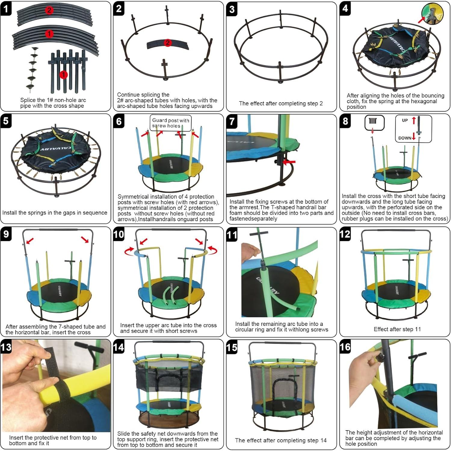 Trampolín Redondo para Niños JO bulidershrs 440lbs Ajustable